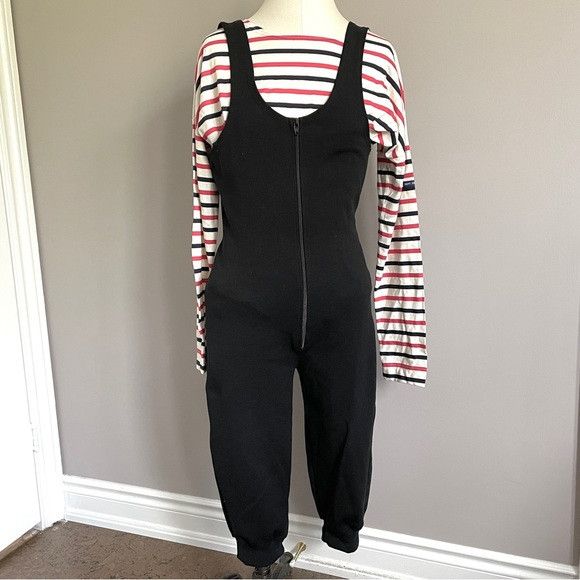 Vintage Vintage TRO Black Cropped Sleeveless Ski Jumpsuit - S Size 28" / US 6 / IT 42 - 2 Thumbnail