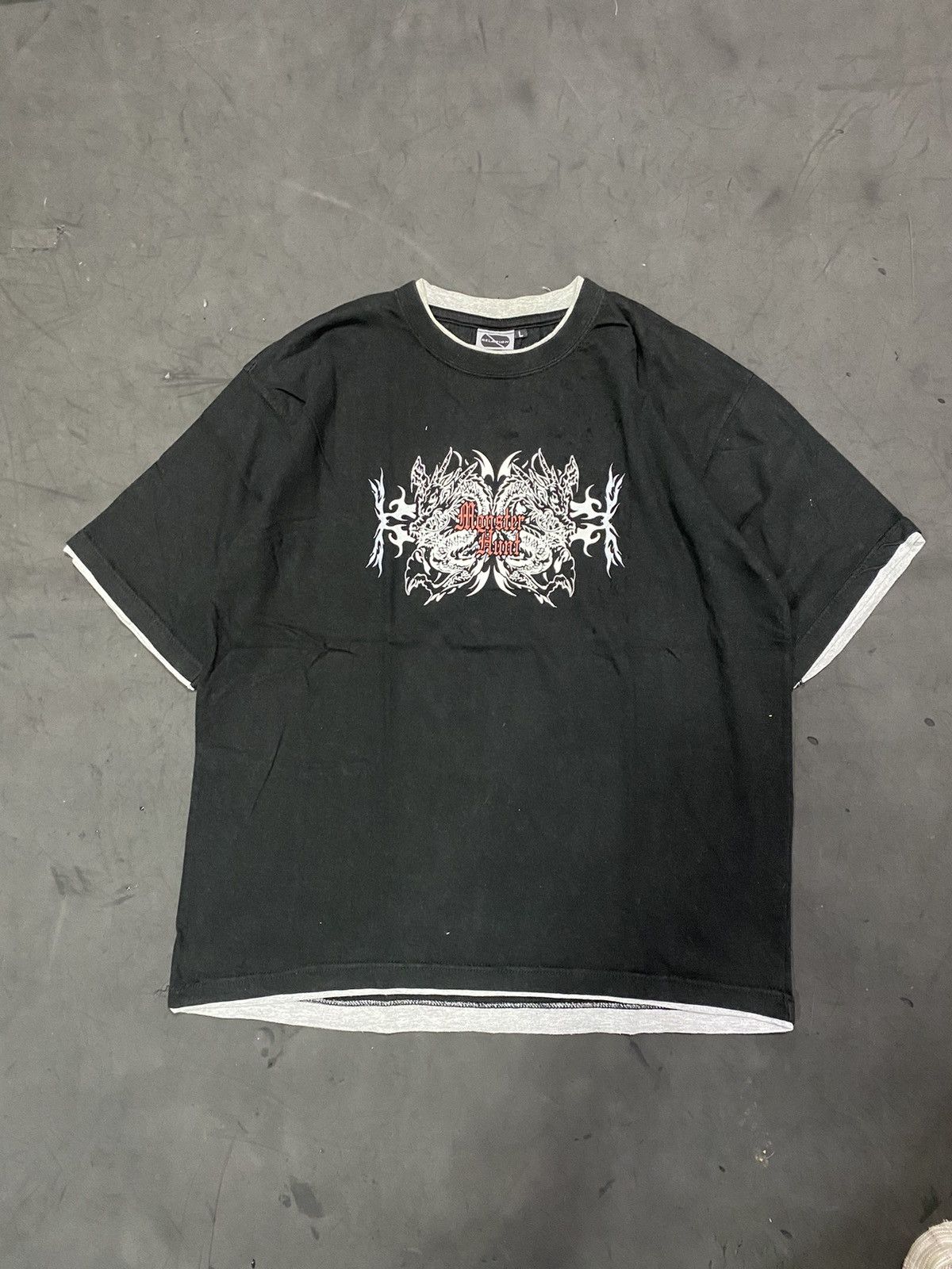 image of Beauty Beast x Hysteric Glamour Dragon Japanese Hunter Poem Tribal Shirt in Black (Size Large)