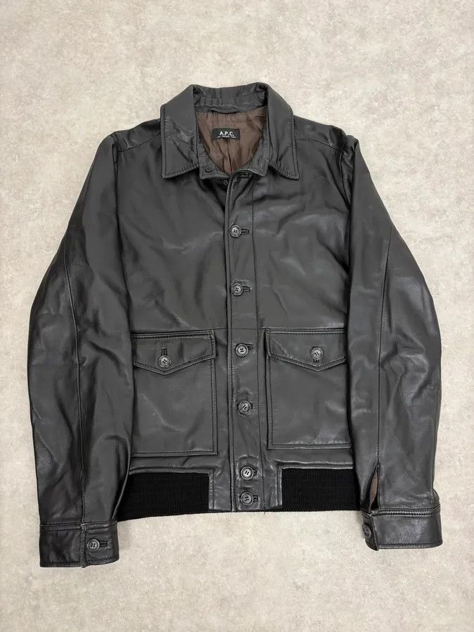 A.P.C. A.P.C. Black Buttoned Leather Minimalist Jacket Size US M / EU 48-50 / 2 - 1 Thumbnail