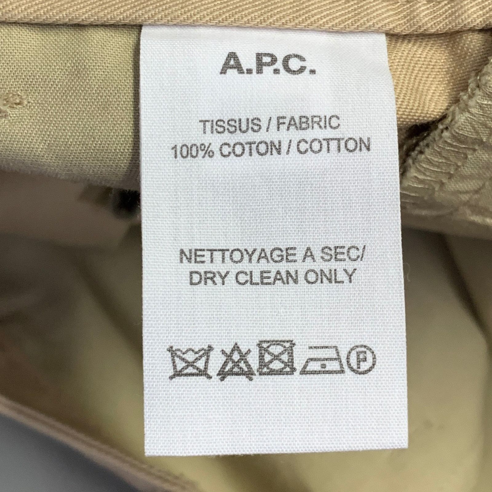 A.P.C. Size 33 Khaki Cotton Twill Flat Front Tapered Casual Pants Size US 33 - 4 Thumbnail