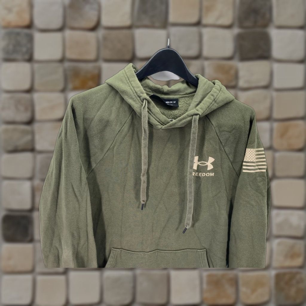 Under Armour Under Armour Freedom Pullover Hooded Sweatshirt Mens M Green Fleece Drawstring Logo Size US M / EU 48-50 / 2 - 1 Thumbnail