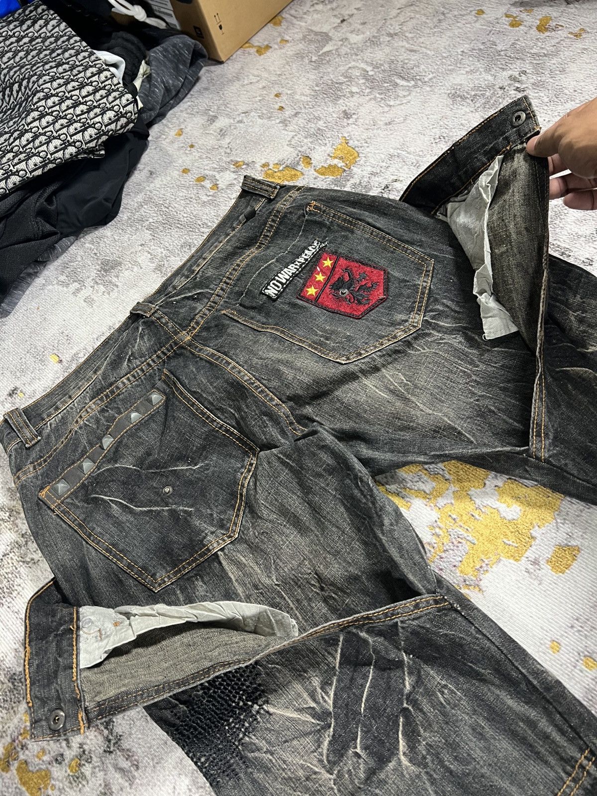Japanese Brand Vintage Double Waist Punk Revolution Rock Distressed Pants Size US 35 - 16 Thumbnail