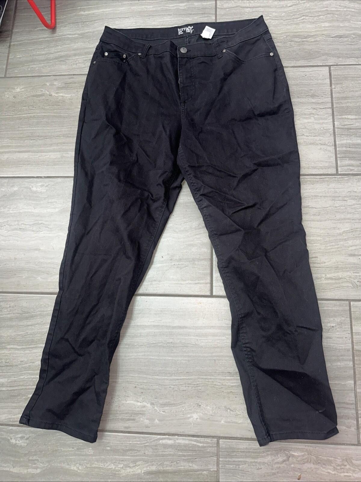 Other Terra & Sky Jeans Size 16W Black Denim Straight Leg Stretch Size 38" / US 16 / IT 52 - 1 Thumbnail