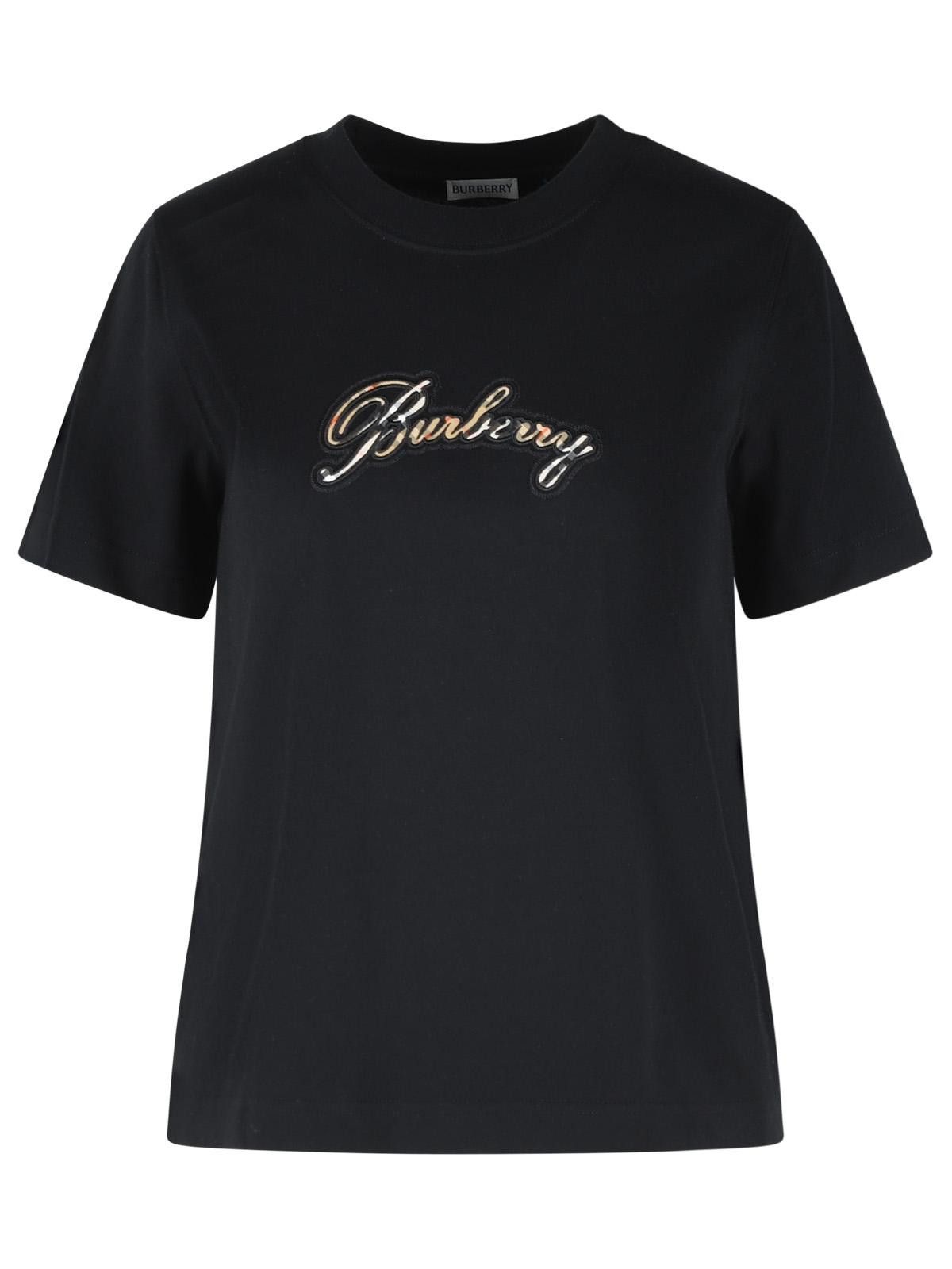 Burberry BURBERRY Black Cotton T-Shirt Size L / US 10 / IT 46 - 1 Thumbnail