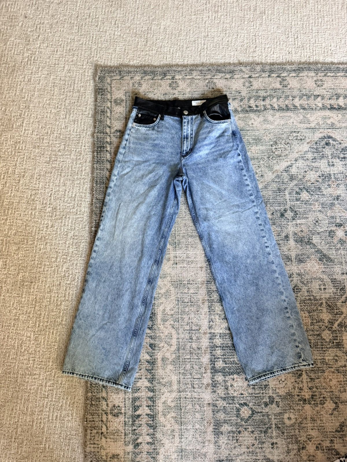Rag & Bone Rag and Bone Shea faux leather wide leg mid rise jeans 28 Size 28" / US 6 / IT 42 - 7 Thumbnail