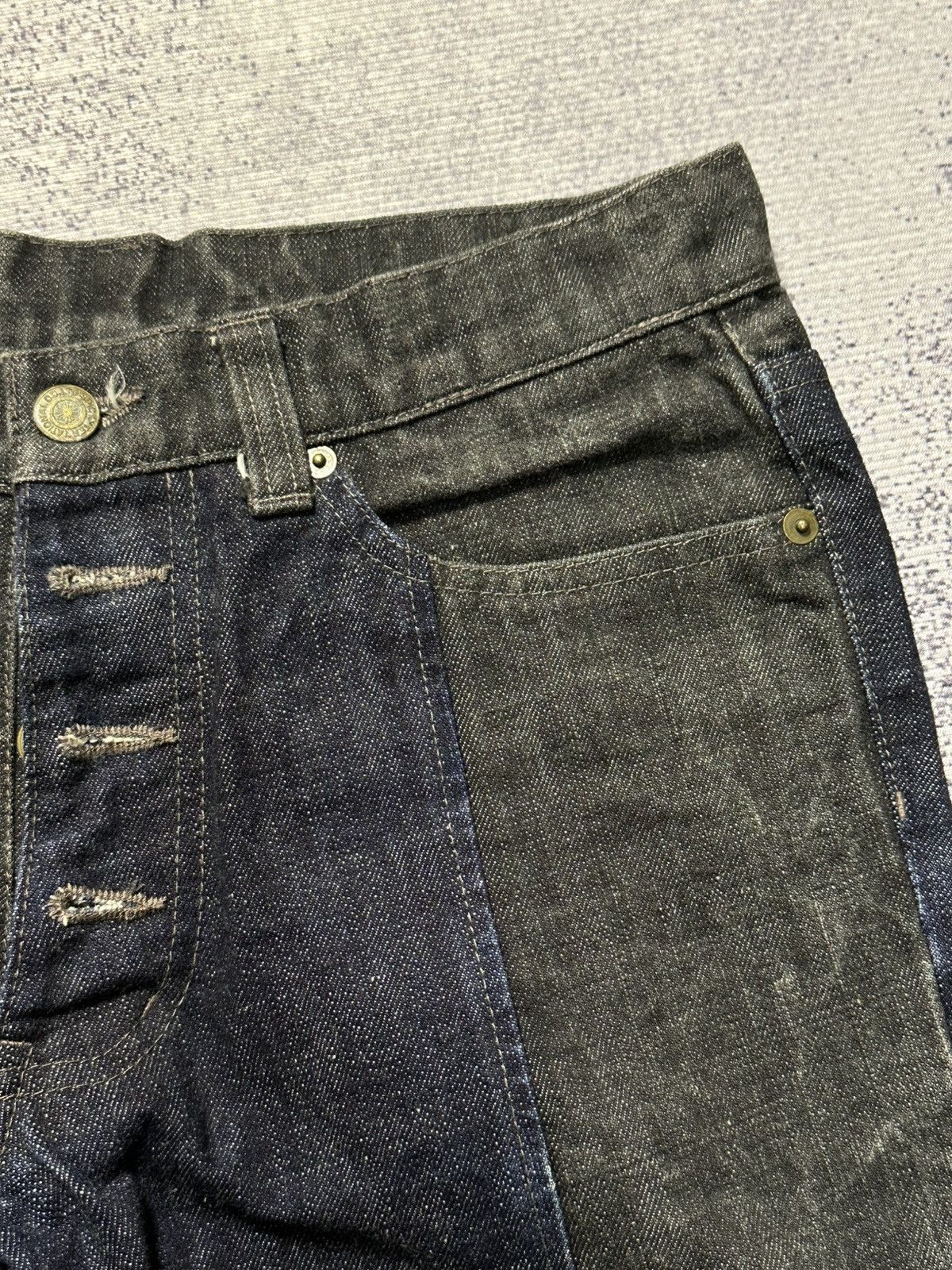 Undercover × Uniqlo 2000s Tornado Mart Flare Patchwork Denim Jeans Size US 30 / EU 46 - 7 Thumbnail