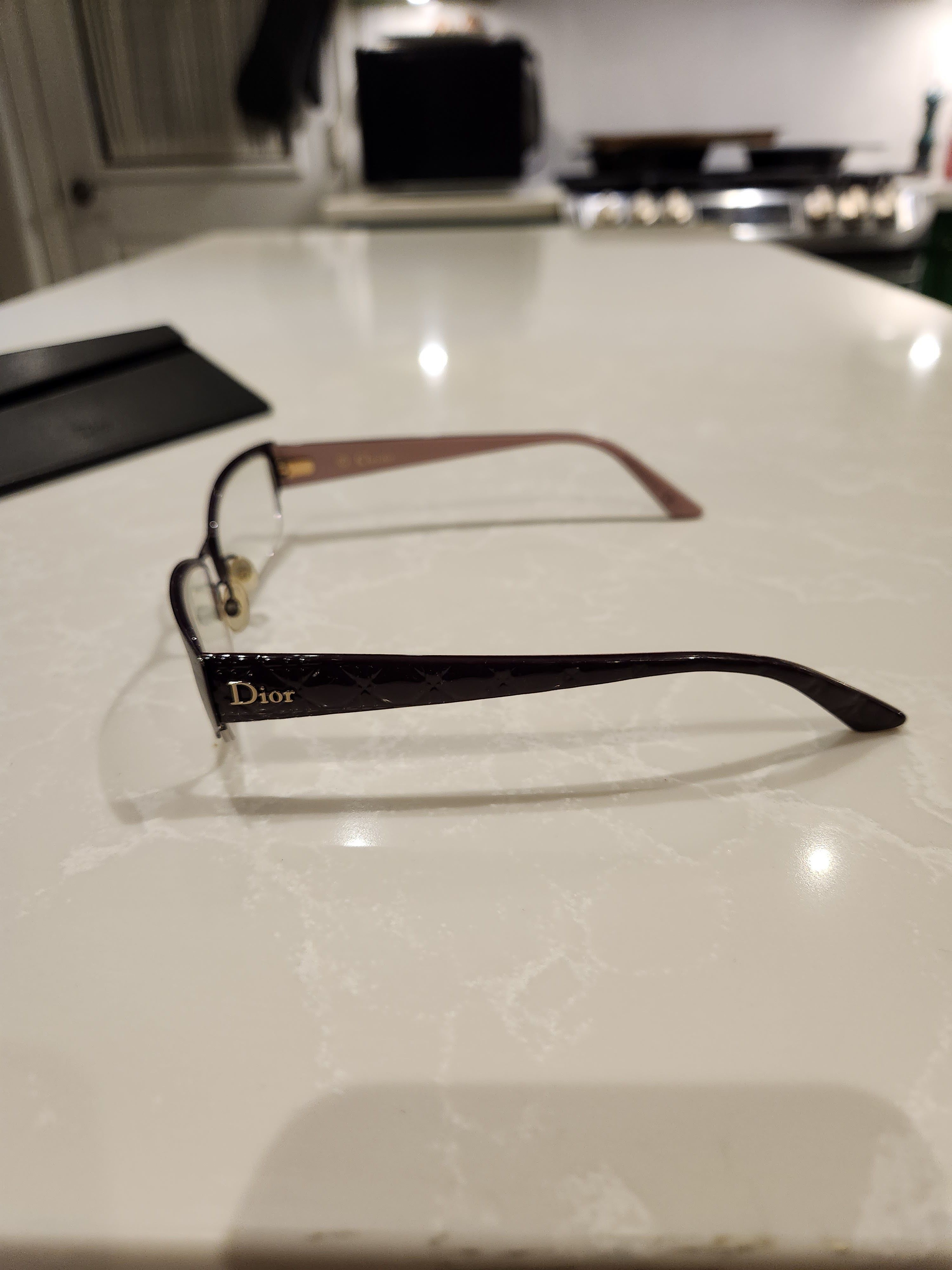 Dior CD 3770 Black Quilted Pattern Glasses Frames Made Italy Size ONE SIZE - 4 Thumbnail