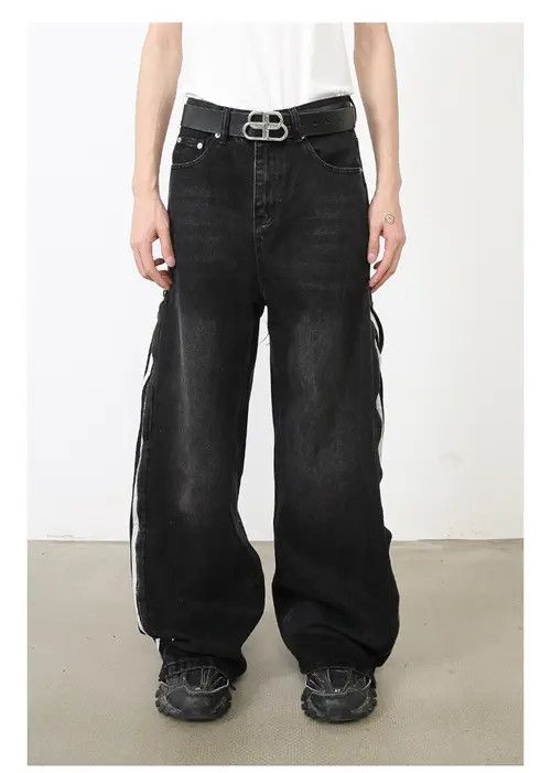 Jean Matsumaru x Mei Track Baggy Black Denim Jeans Size US 30 / EU 46 - 8 Thumbnail