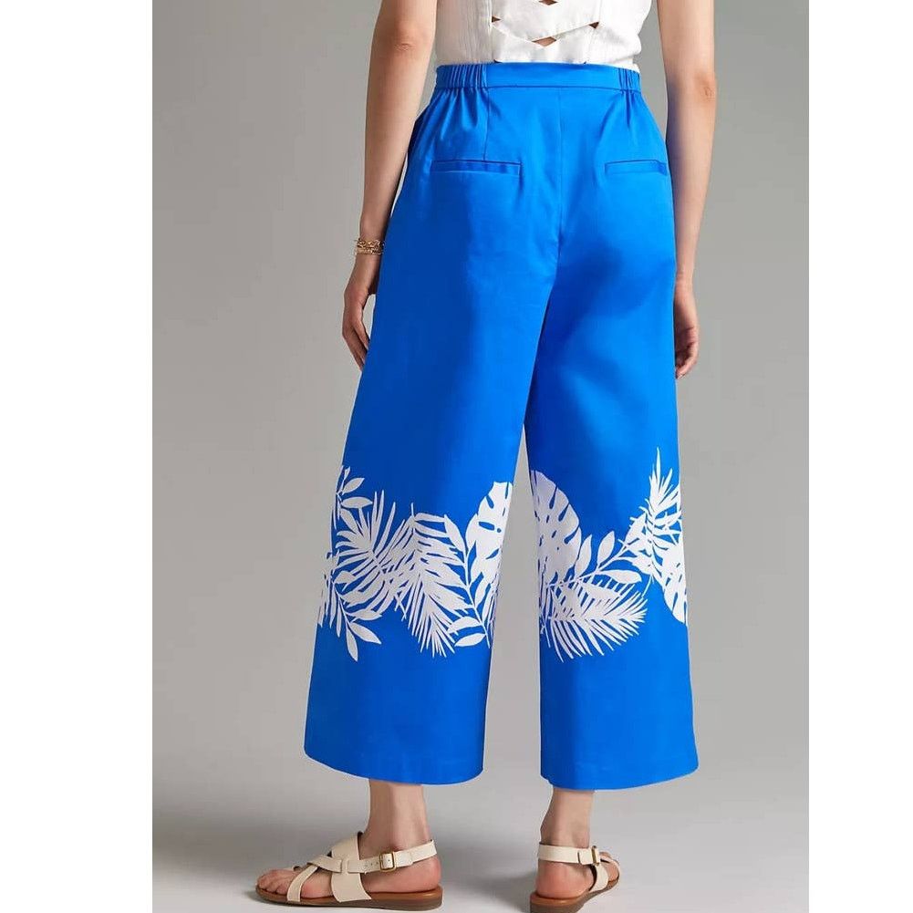 Anthropologie New Anthropologie HUTCH Palm Frond Wide-Leg Pants $148 Sz 6 Size 28" / US 6 / IT 42 - 3 Thumbnail