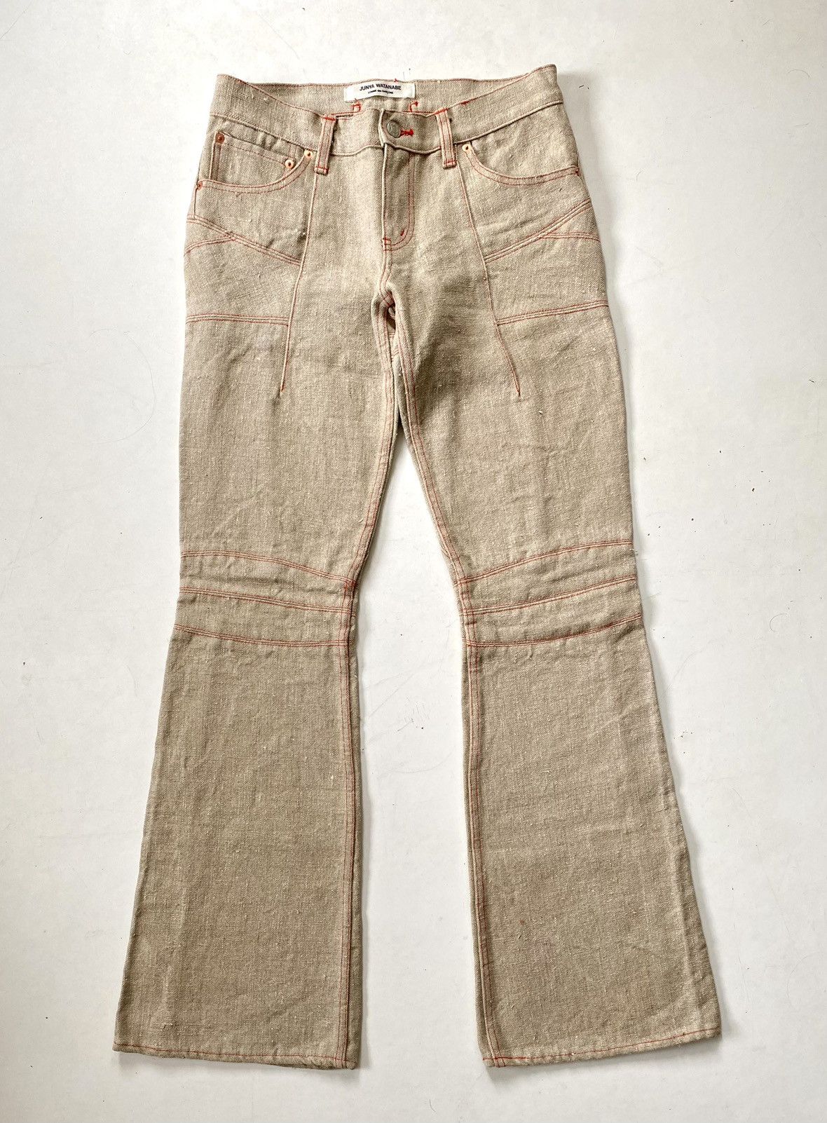 Comme des Garcons Rare F/W 02 Junya Watanabe/CDG Ramie/Jute Flared Biker Jeans Size US 30 / EU 46 - 1 Thumbnail