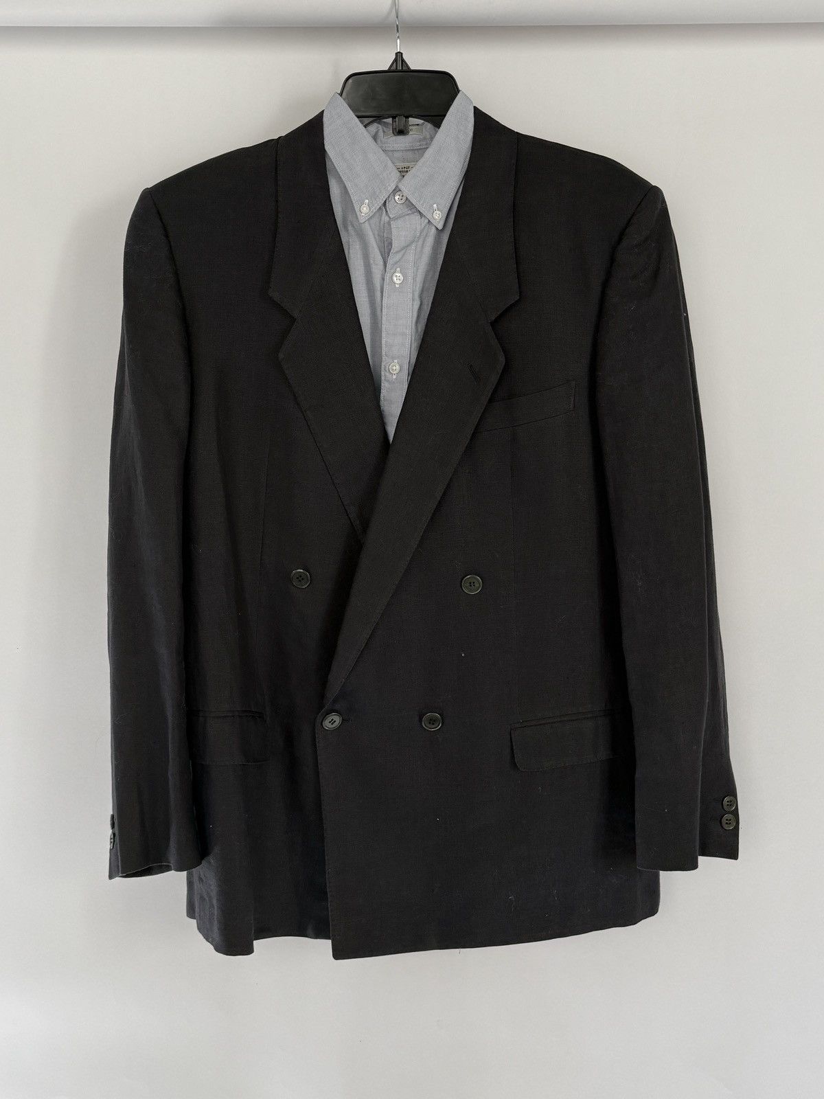 Gucci Gucci 100% Linen Navy Double-Breasted Blazer Size 50R - 1 Thumbnail
