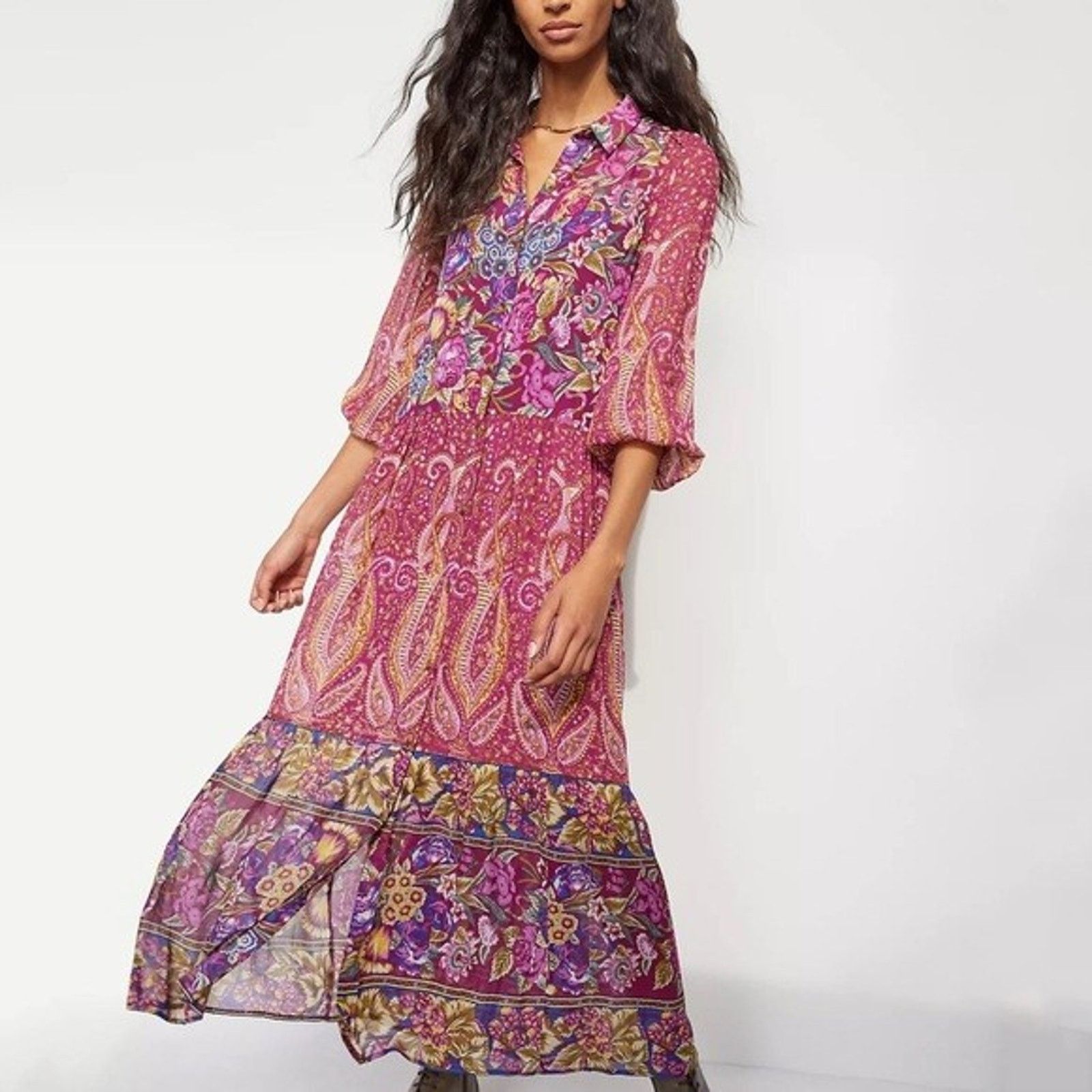Anthropologie Anthropologie Nicole Floral Asymmetric Floral Shirtdress Mp Size M / US 6-8 / IT 42-44 - 2 Thumbnail