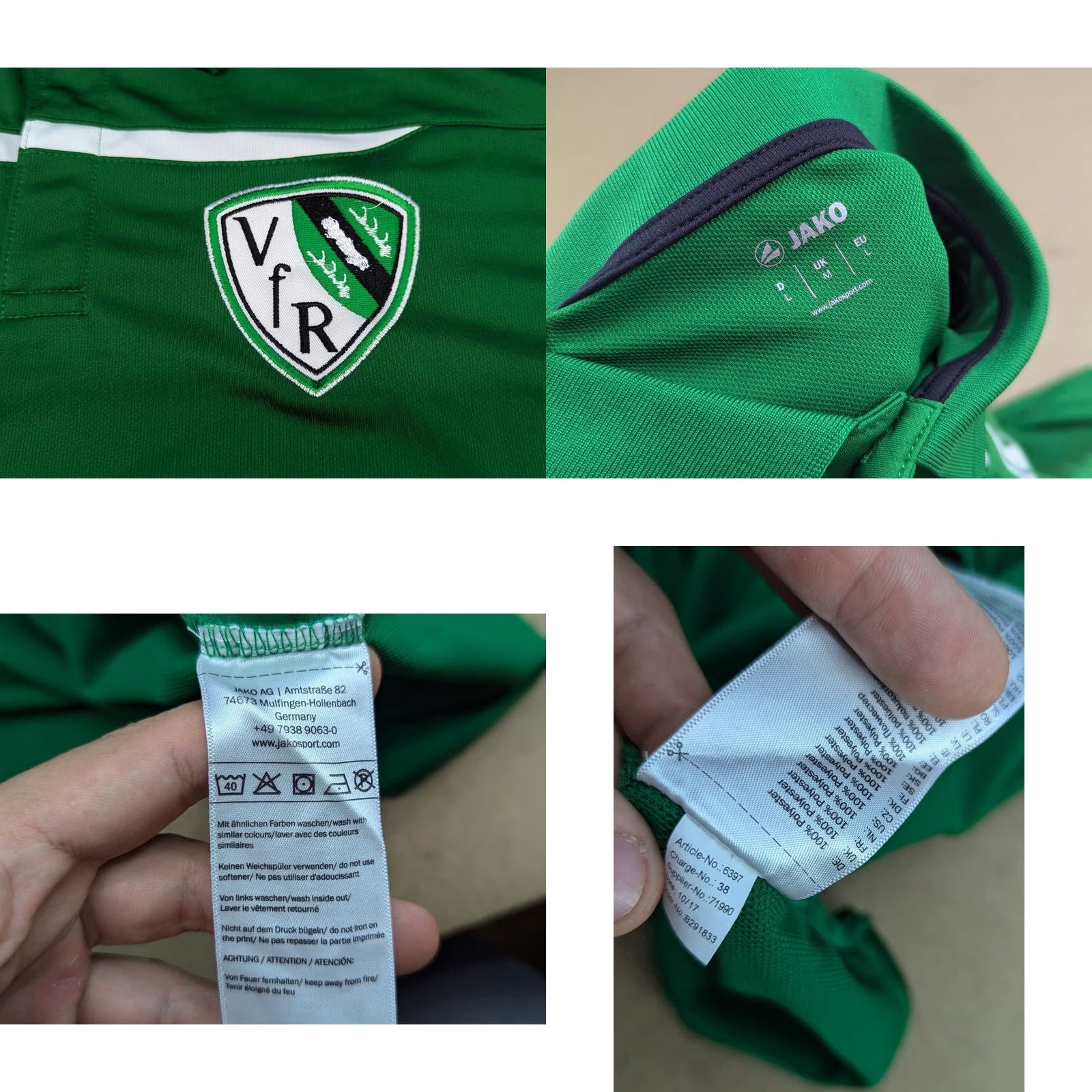 Vintage JAKO Shirt Adult M Football Green Jako VfR Stockach 09 Jersey 2007 Short Sleeve Pullover Round Neck Athletic Quick Dry Sports Men Size US M / EU 48-50 / 2 - 8 Thumbnail