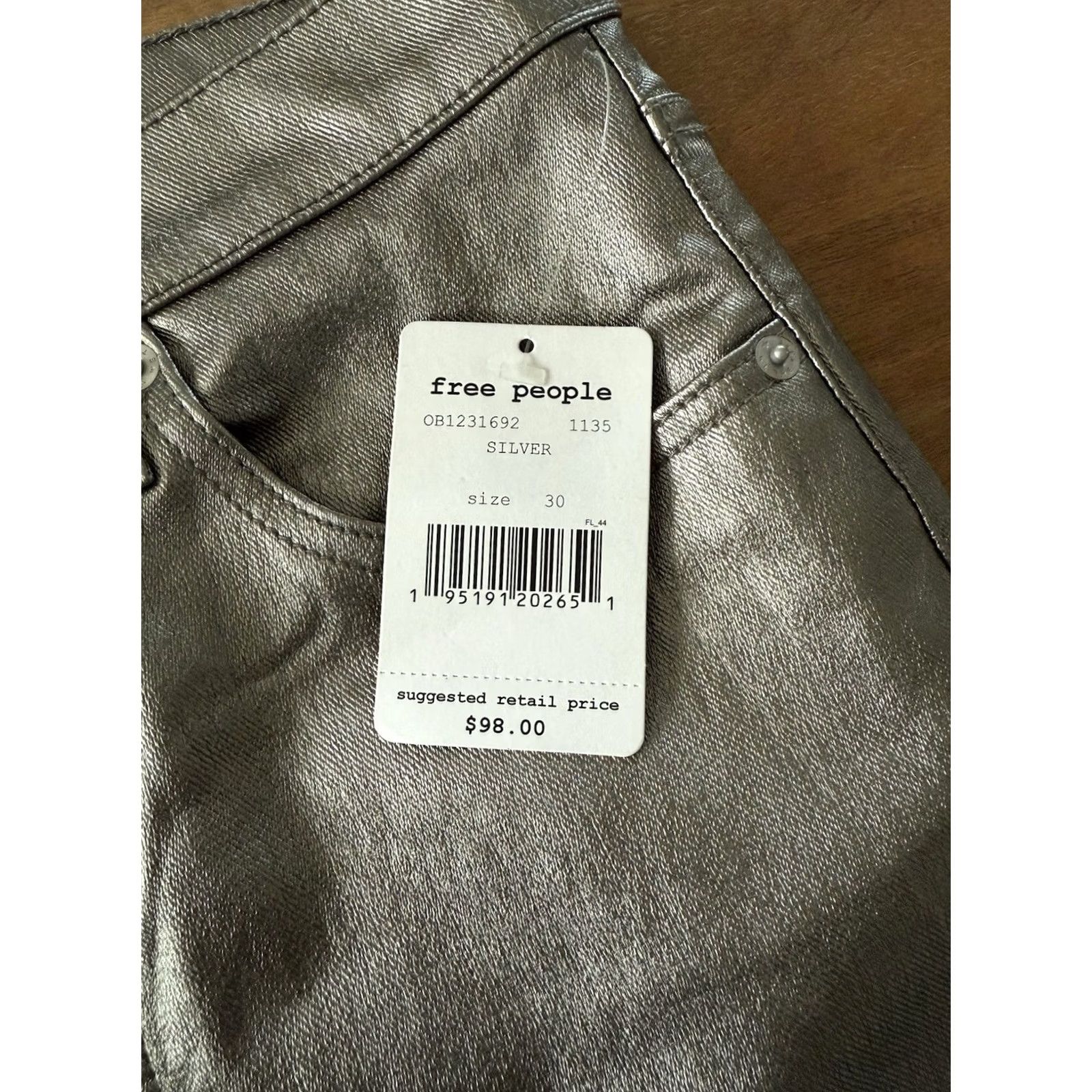 Free People Free People Phoenix Coated Ankle Silver Skinny Jeans Womens 30 Slim 5-Pocket City Festival Logo Womens Size 30" / US 8 / IT 44 - 3 Thumbnail