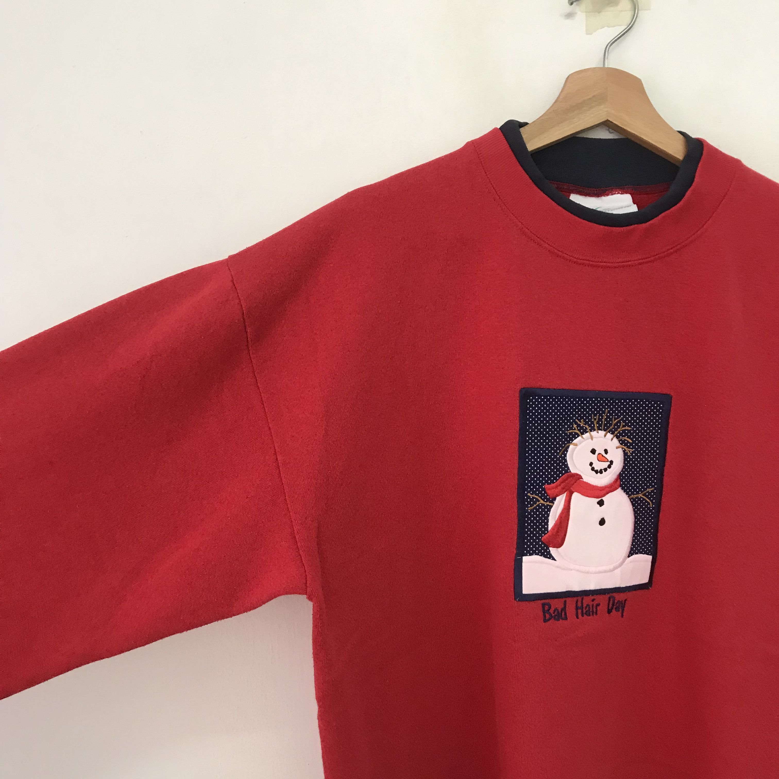 Japanese Brand Vintage Snowman Graphic Red Sweatshirt-63 Size US XL / EU 56 / 4 - 4 Thumbnail