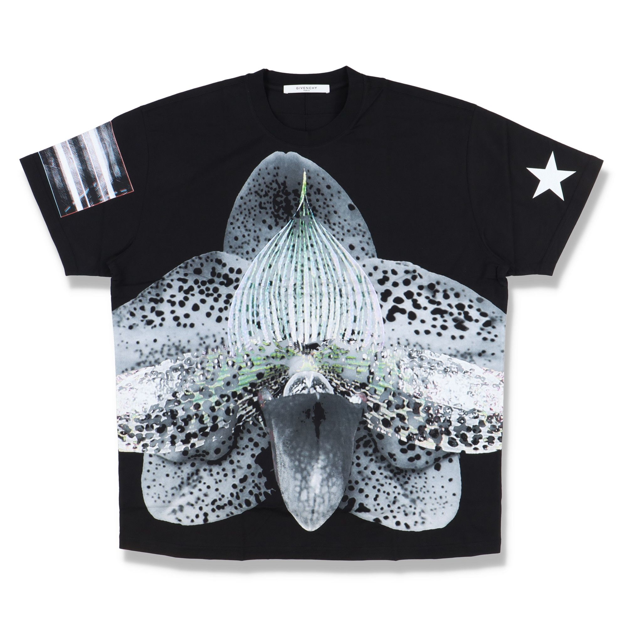image of Givenchy Black Orchid Star Print Oversized T-Shirt, Men's (Size Large)