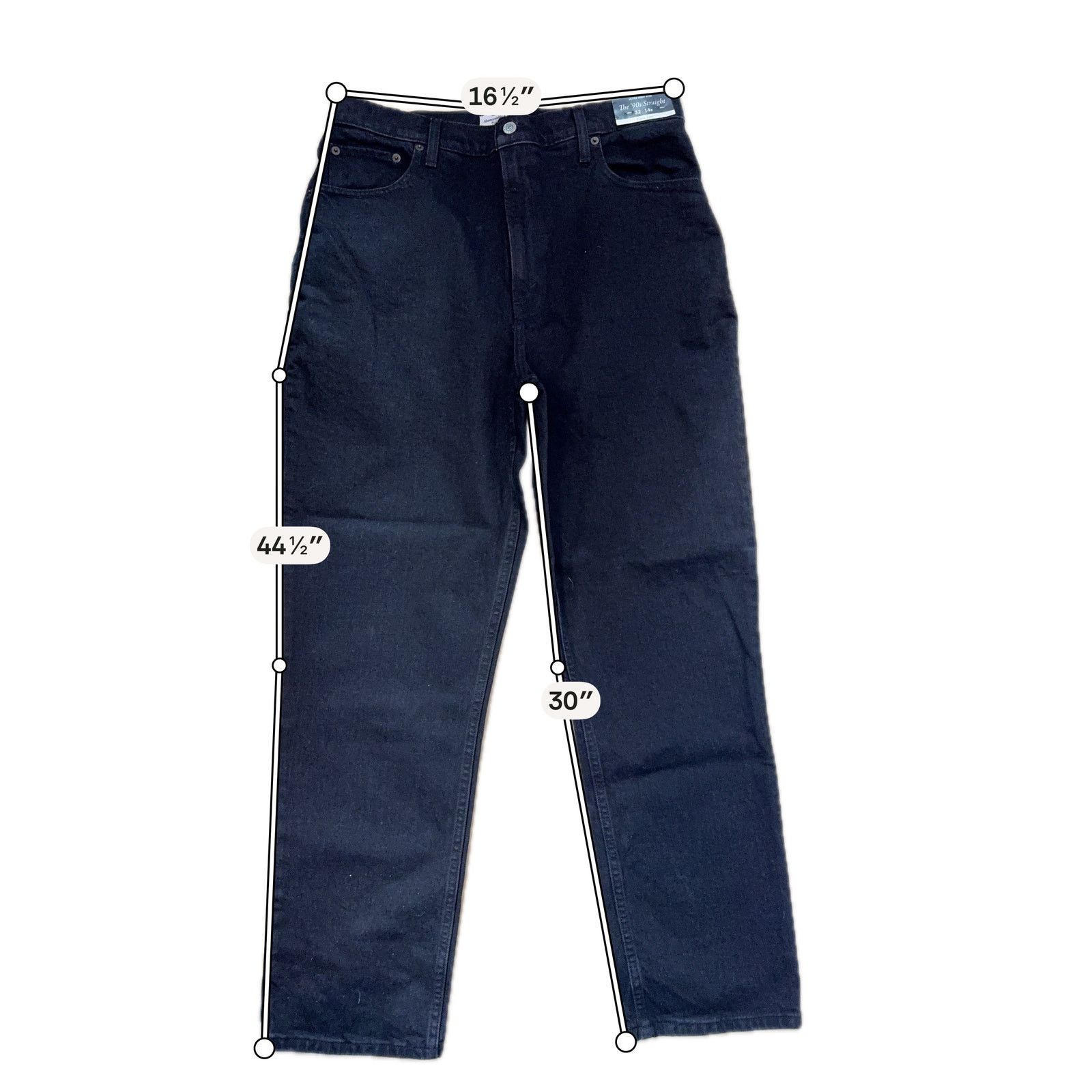 Abercrombie & Fitch A&F 90s Straight Ultra High Rise Black Jeans 32 14R NWT Size 32" / US 10 / IT 46 - 9 Thumbnail