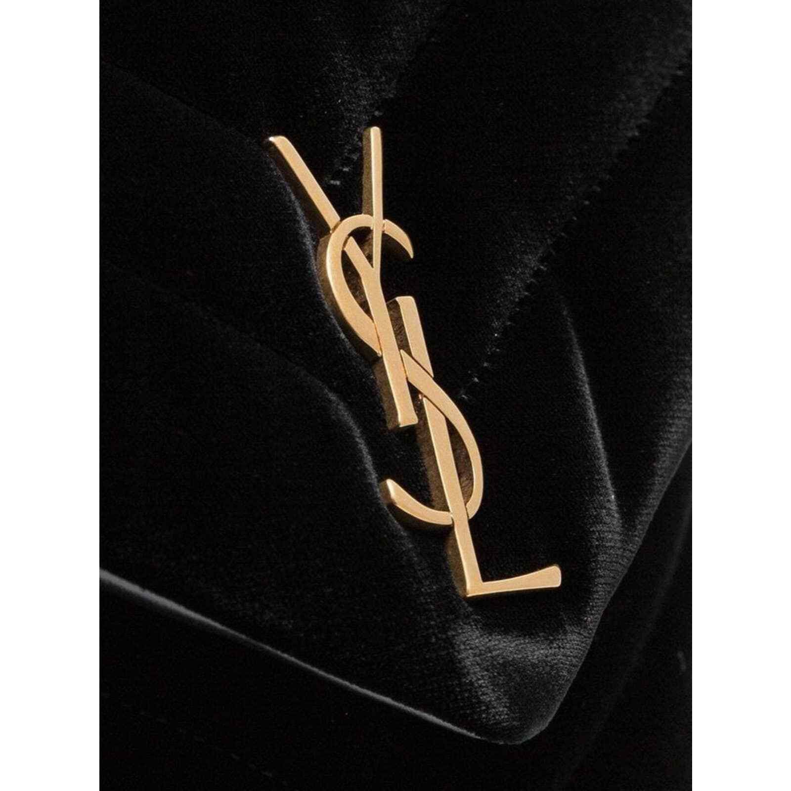 Yves Saint Laurent Saint Laurent Quilted Black Velvet Gold Crossbody Bag Size ONE SIZE - 7 Thumbnail