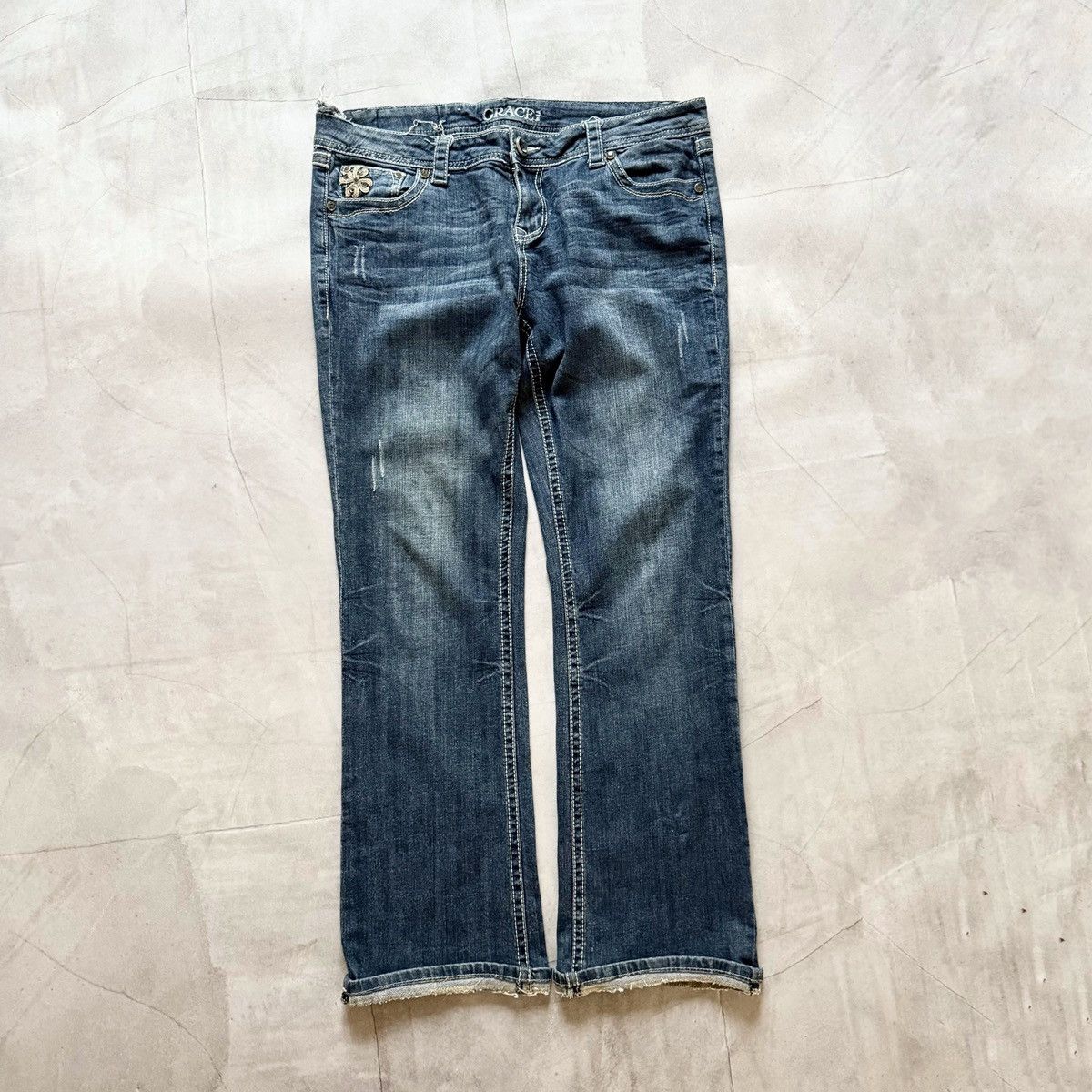 Undercover Y2K Crosses Hysteric Glamour Style ERD Jeans Ed Hardy Vibe Size 31" - 2 Thumbnail