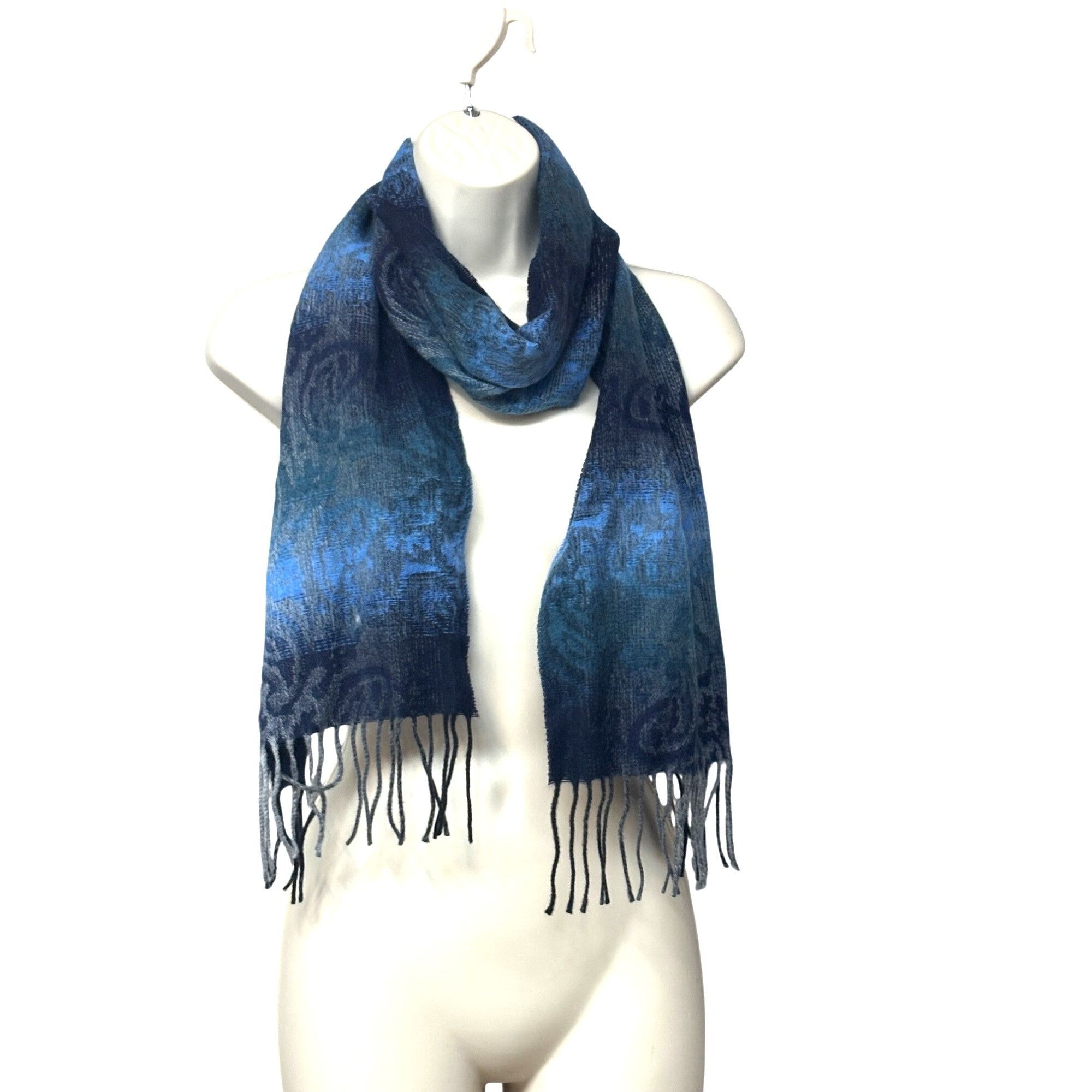 Steve Madden Steve Madden Mid Weight Ombré Paisley Scarf, 11”x 70”, Blue Size ONE SIZE - 8 Thumbnail