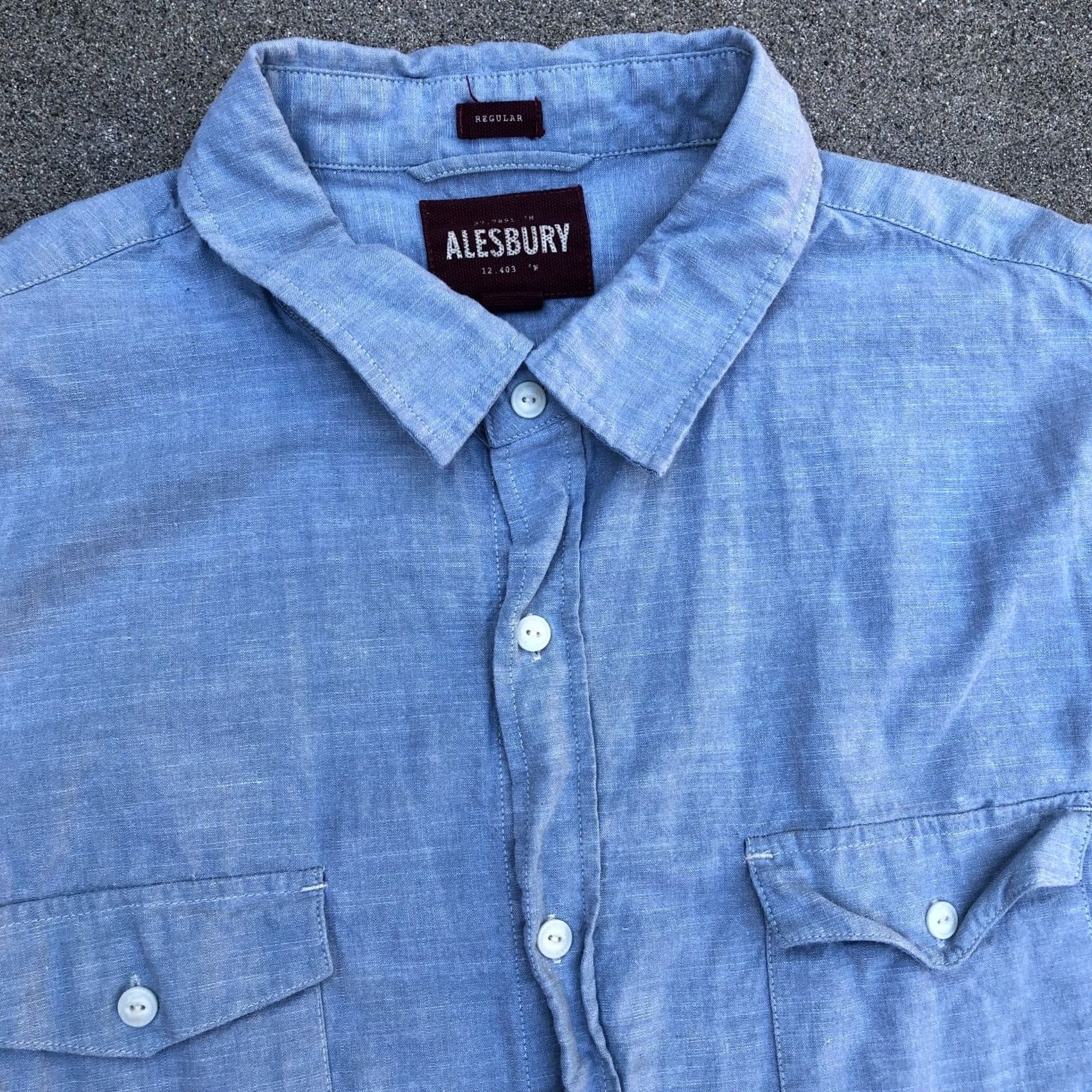 Doublet Alesbury Button-Down Shirt 2XL Men's Double Pocket Blue Cotton Top Collar Shirt Size US XXL / EU 58 / 5 - 2 Thumbnail
