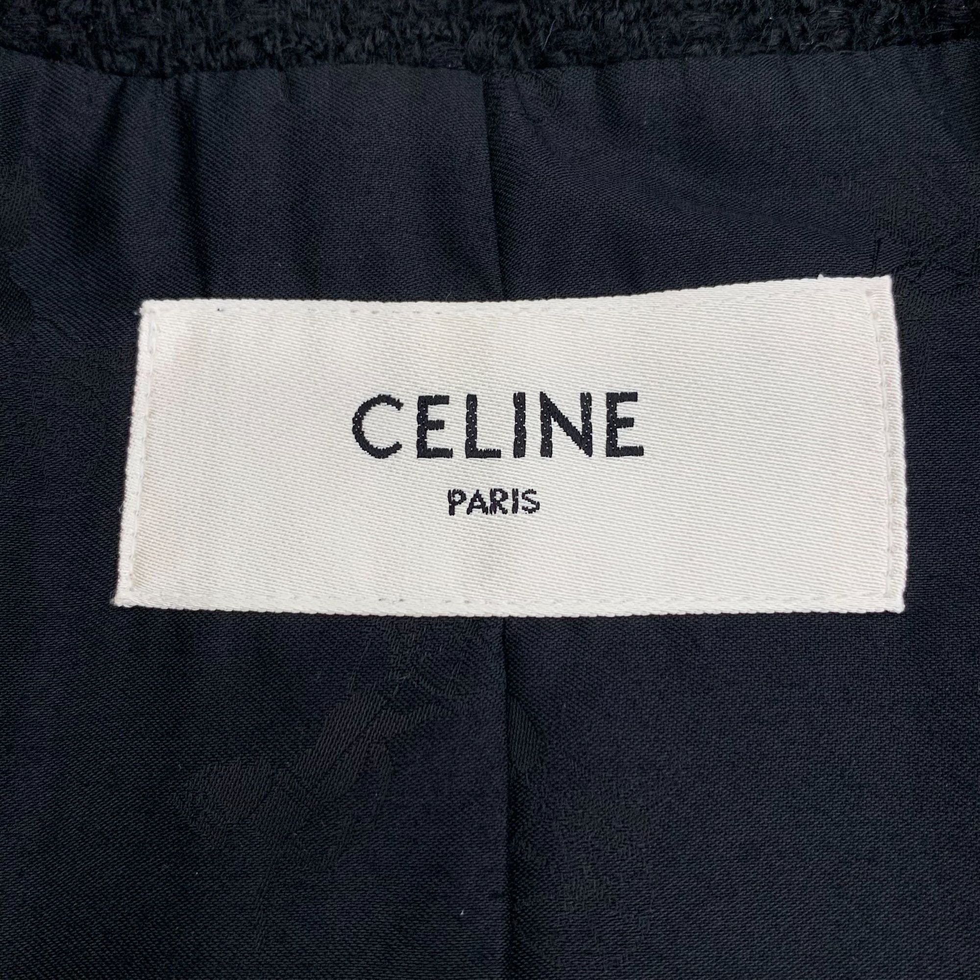 Celine Celine Black Wool Blend Long Sleeve Jacket With Gold Button Size XXS / US 00 / IT 34 - 2 Thumbnail