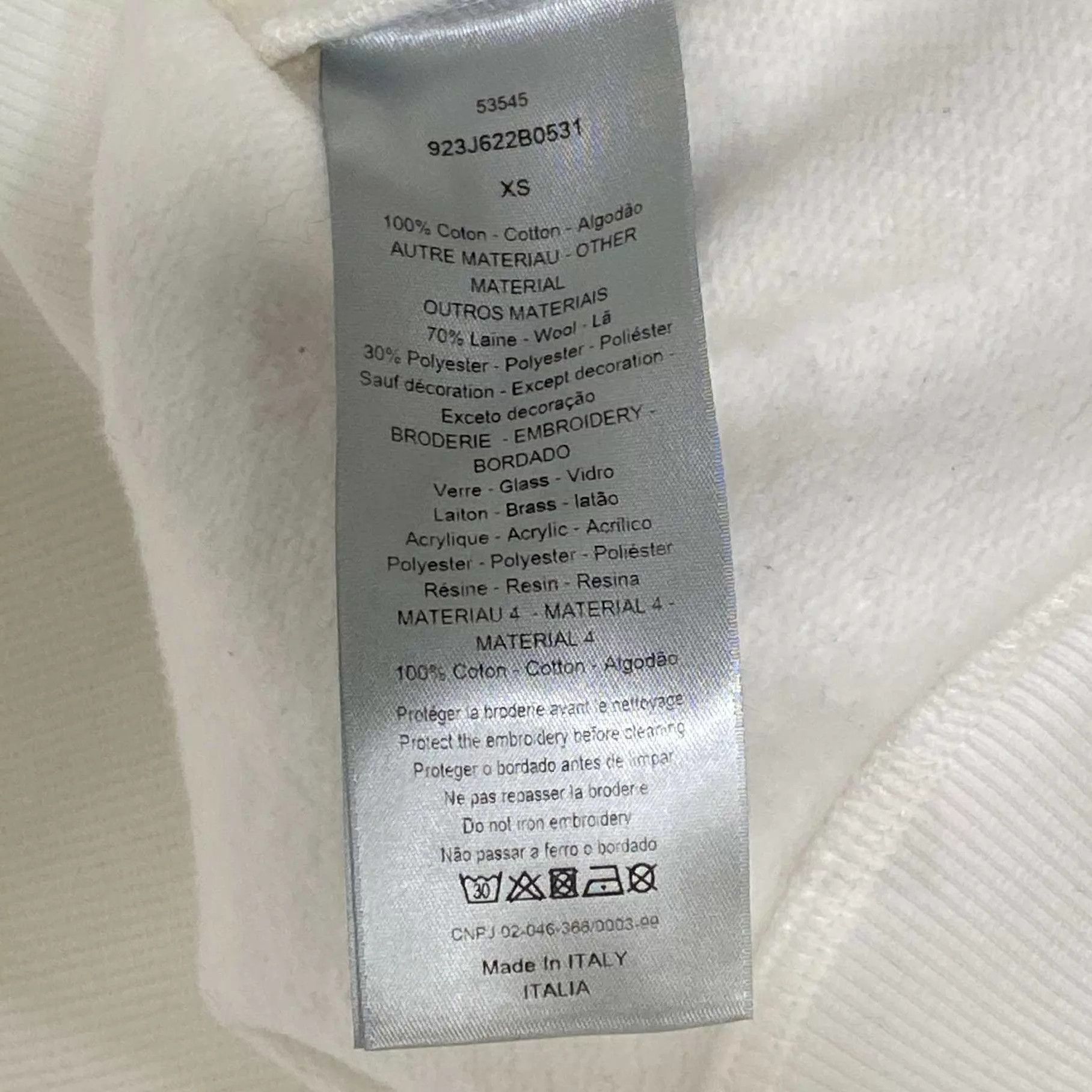 Kaws Dior x KAWS White Bee Rhinestone LS Sweatshirt XS Size US XS / EU 42 / 0 - 4 Thumbnail