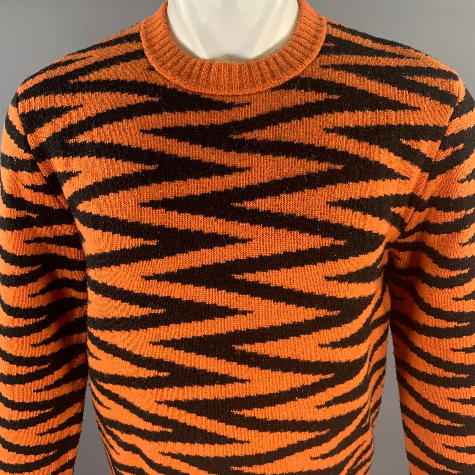 Levi's LEVI'S M Orange Black Zig Zag Wool Crew-Neck Pullover Size US M / EU 48-50 / 2 - 2 Thumbnail