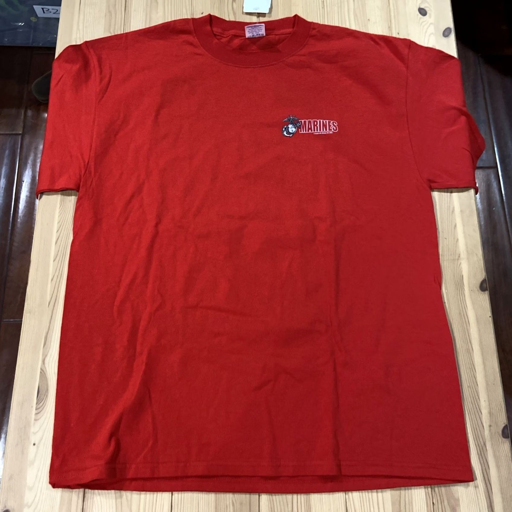 Vintage Black Ink Design USMC T-Shirt Men's L Short Sleeve Crew Neck Red Cotton Graphic Print Logo NWT 2004 Vintage: No Military Theme Autumn Year 2004? Size US L / EU 52-54 / 3 - 3 Thumbnail