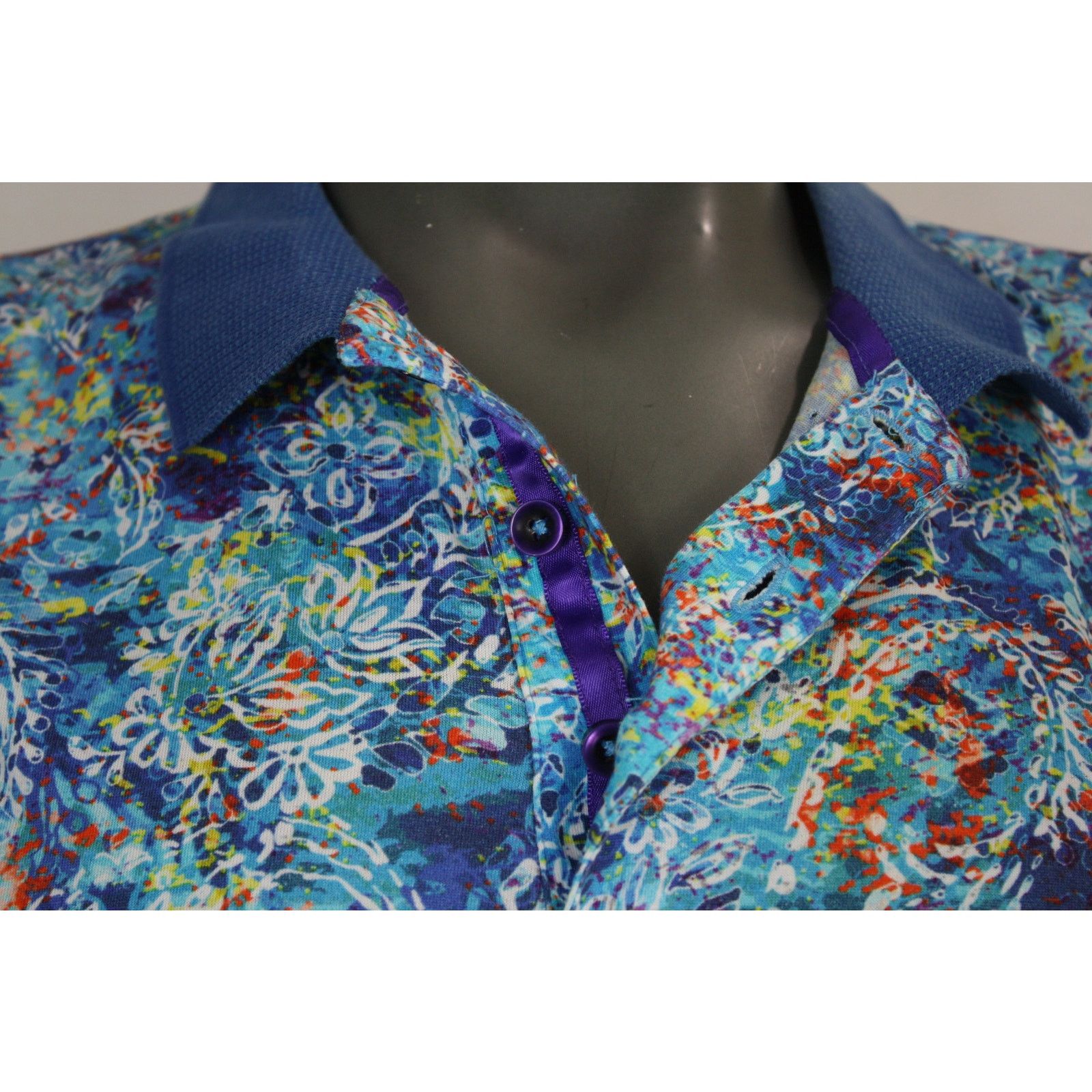 Robert Graham Robert Graham Polo Shirt Mens M Blue Abstract Floral Print Size US M / EU 48-50 / 2 - 3 Thumbnail