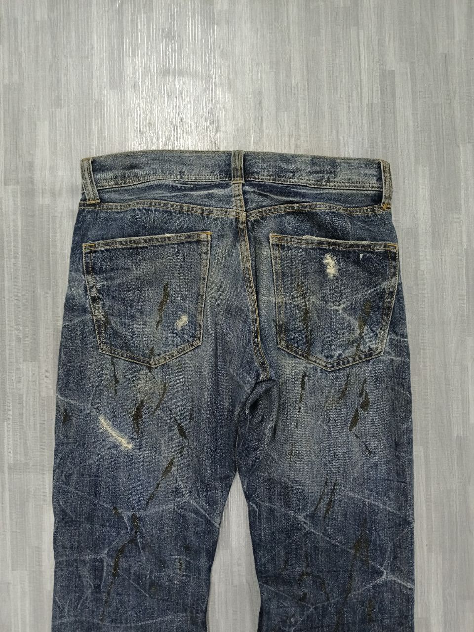Japanese Brand FLARE SICK RIPED SPLATTED UNBRANS DENIM PANTS Size US 32 / EU 48 - 5 Thumbnail