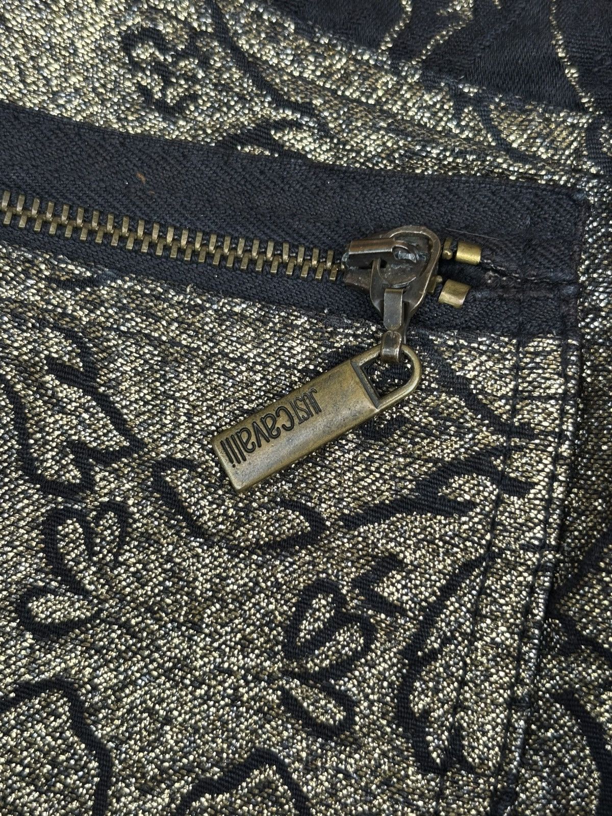 Roberto Cavalli Y2K Gold Glitter Denim Jeans Size 27" / US 4 / IT 40 - 6 Thumbnail