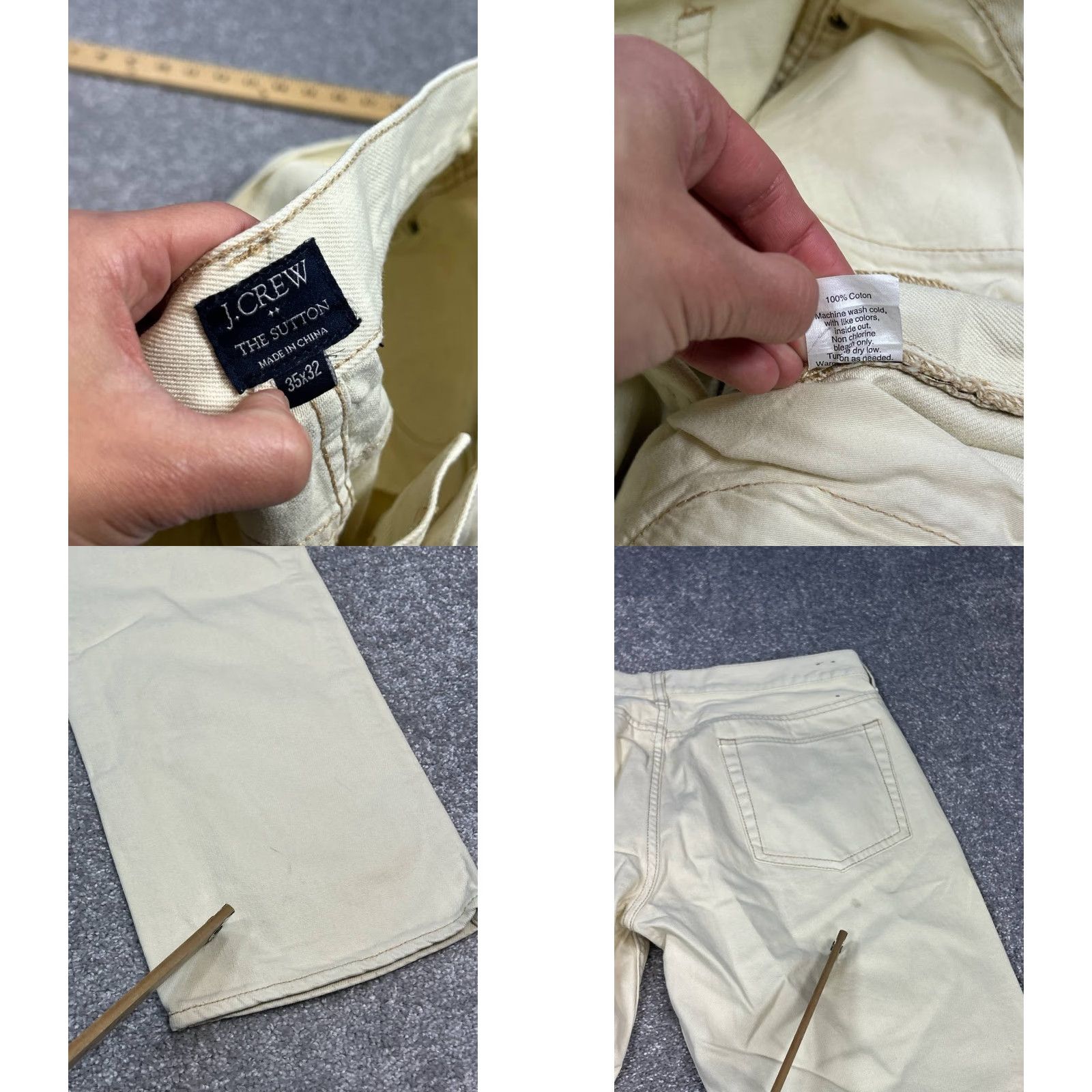 J.Crew J.CREW Sutton Jeans Mens 35 Beige Denim Mid Rise Straight Leg 34x31 Size US 35 - 9 Thumbnail