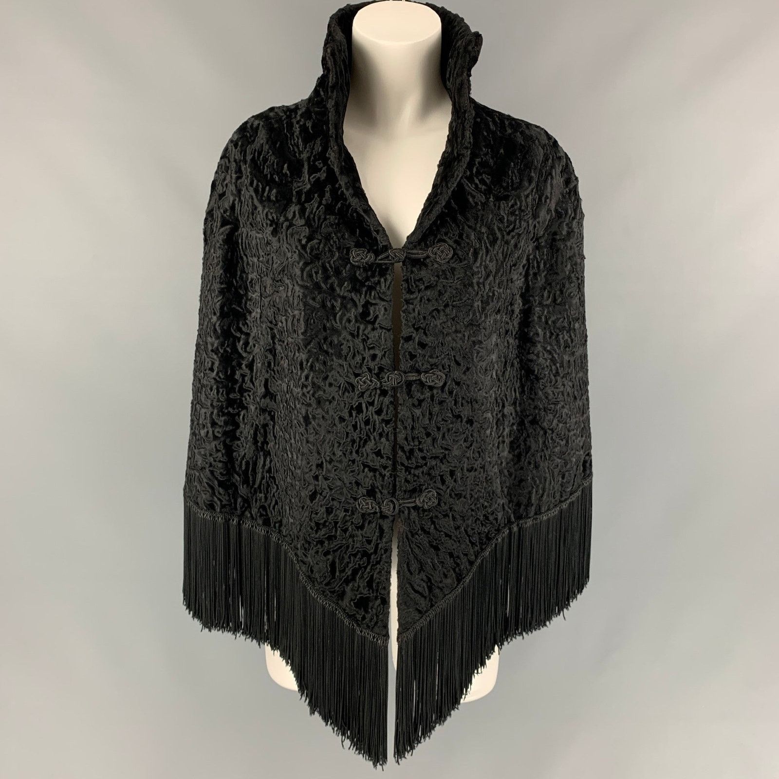 Other ADRIENNE LANDAU x WACHTENHEIM OS Ashtrakhan Fur Fringe Cape Size ONE SIZE - 1 Thumbnail