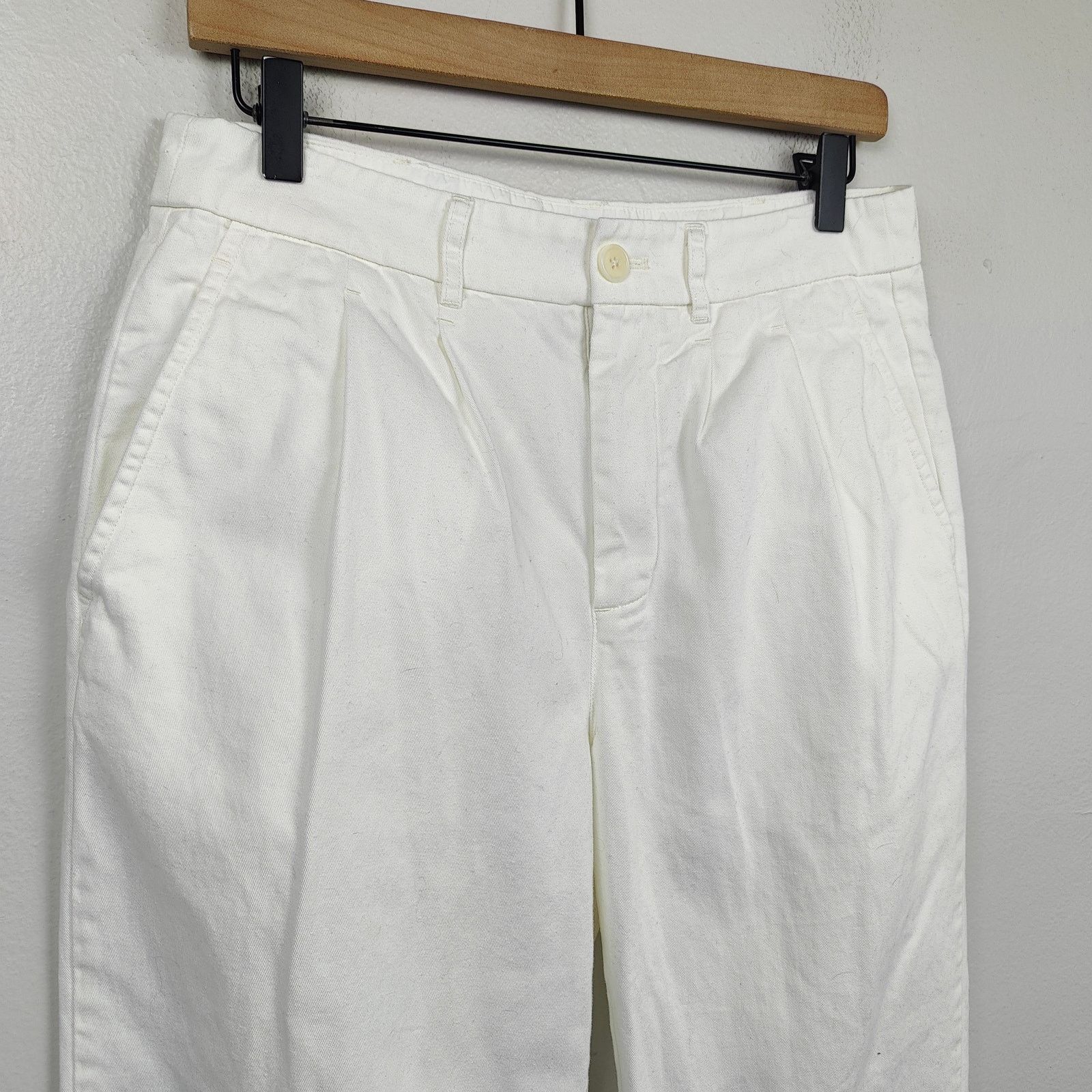 Other Ayr The Metropolitan Pants Womens 4 White Pleated Cotton Size 27" / US 4 / IT 40 - 2 Thumbnail