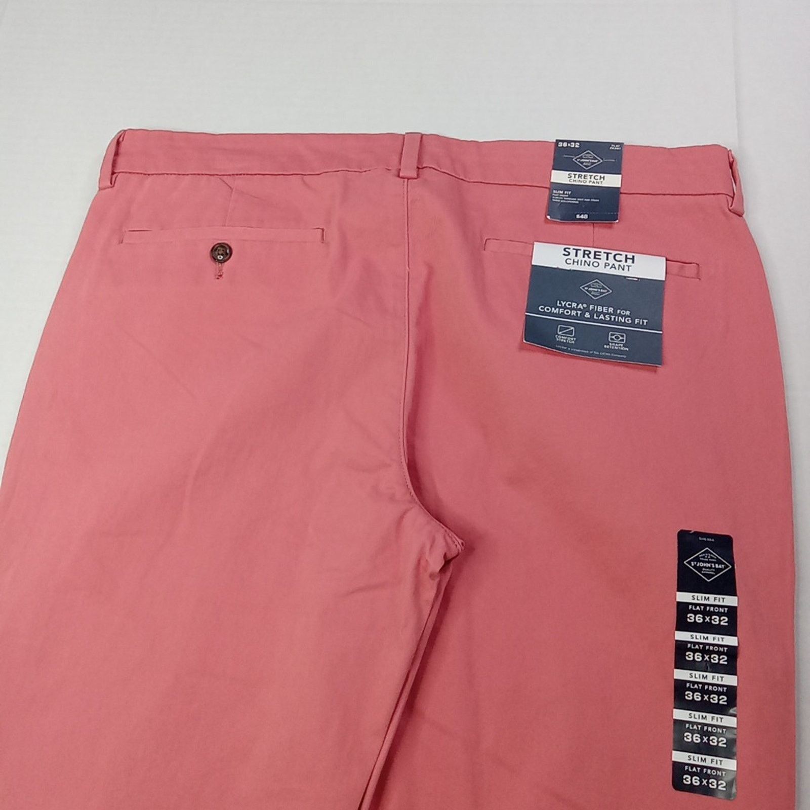 St. Johns Bay St John's Bay Stretch Chino Pants Men’s 36x32 Pink Slim NEW Size US 36 / EU 52 - 7 Thumbnail