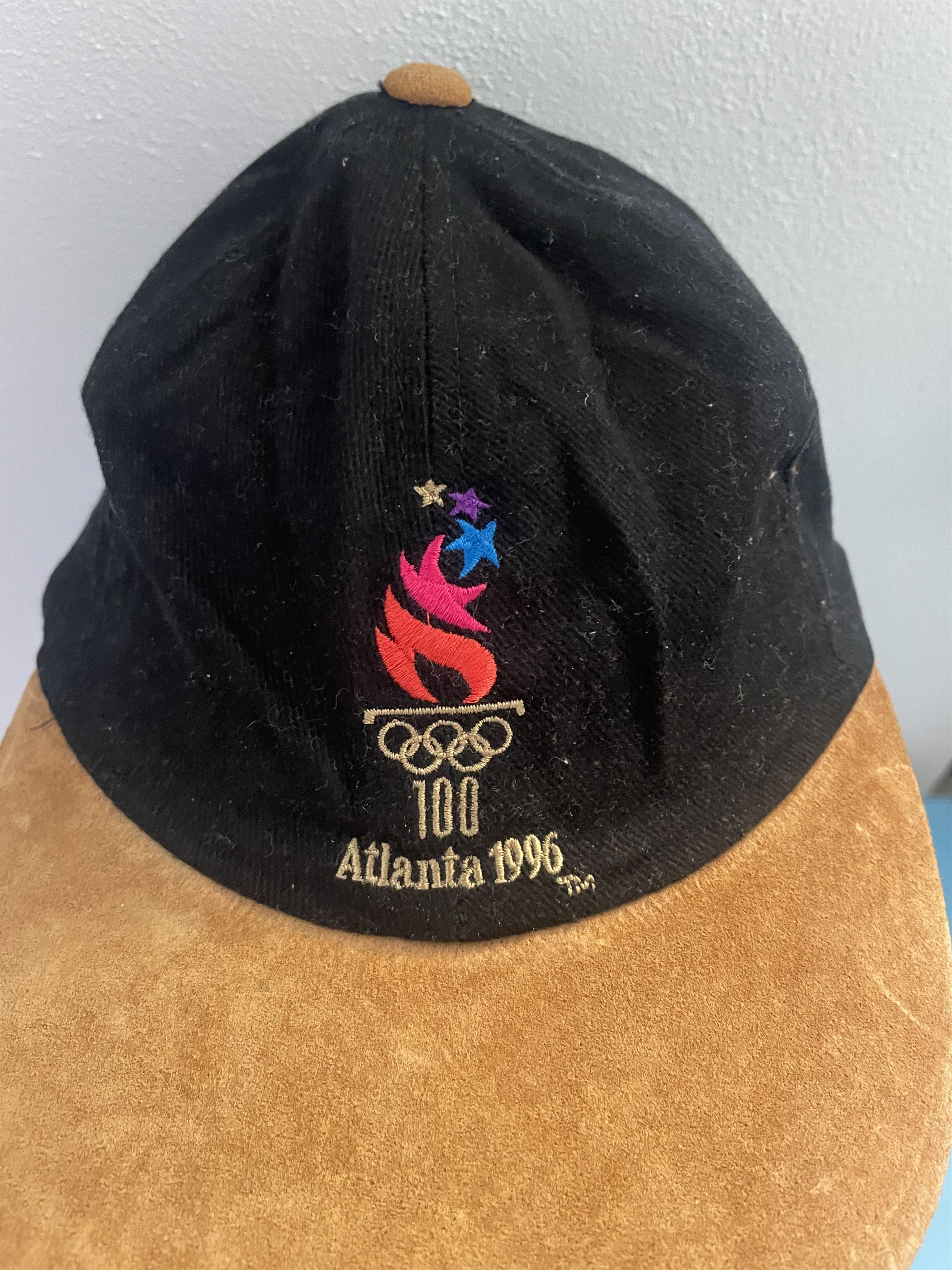 Vintage Atlanta 1996 Olympics Suede Brim Cap Black Tan Size ONE SIZE - 3 Thumbnail