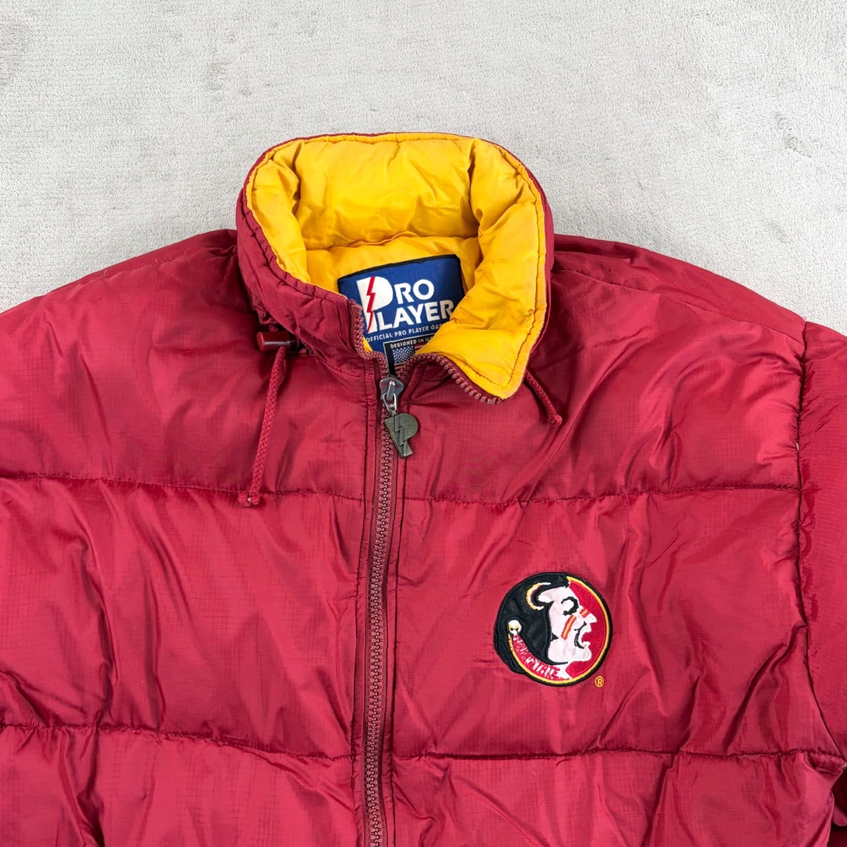 Pro Player VINTAGE Florida St Seminoles Pro Player Puffer Jacket Men Large Garnet Logo Hooded Full Zip Size US L / EU 52-54 / 3 - 3 Thumbnail