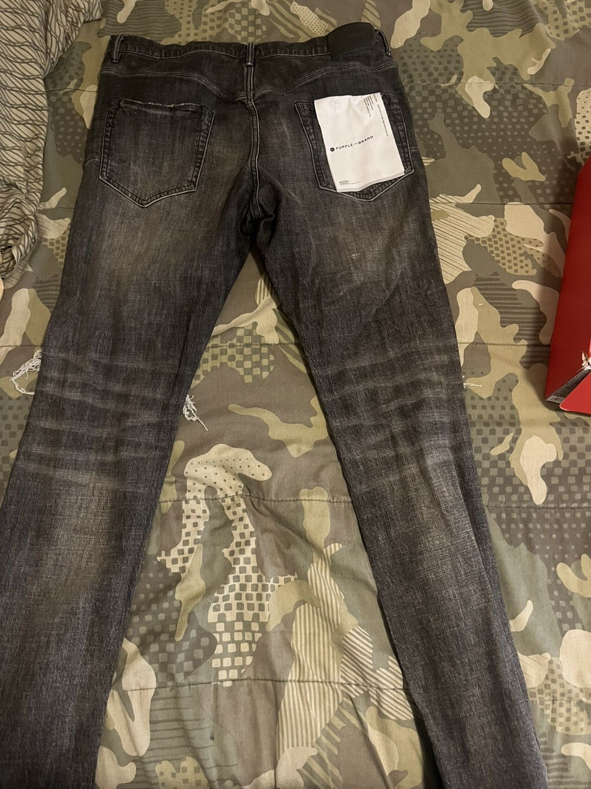 Distressed Black Purple Brand Jean