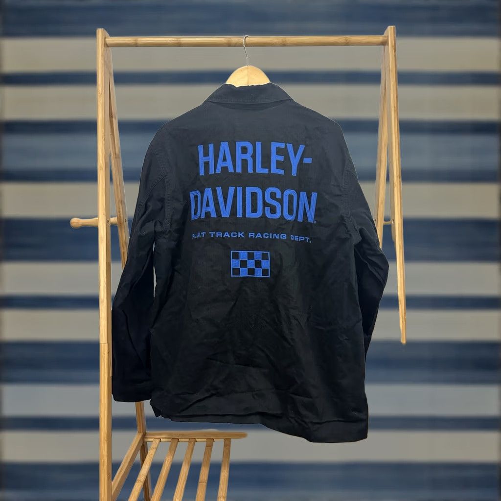 Harley Davidson Harley-Davidson Track Racing Dept Black HBT Chore Motorcycle Workwear Jacket L Mens Black Parka 90s Decade Theme chainstitched Size US L / EU 52-54 / 3 - 1 Thumbnail