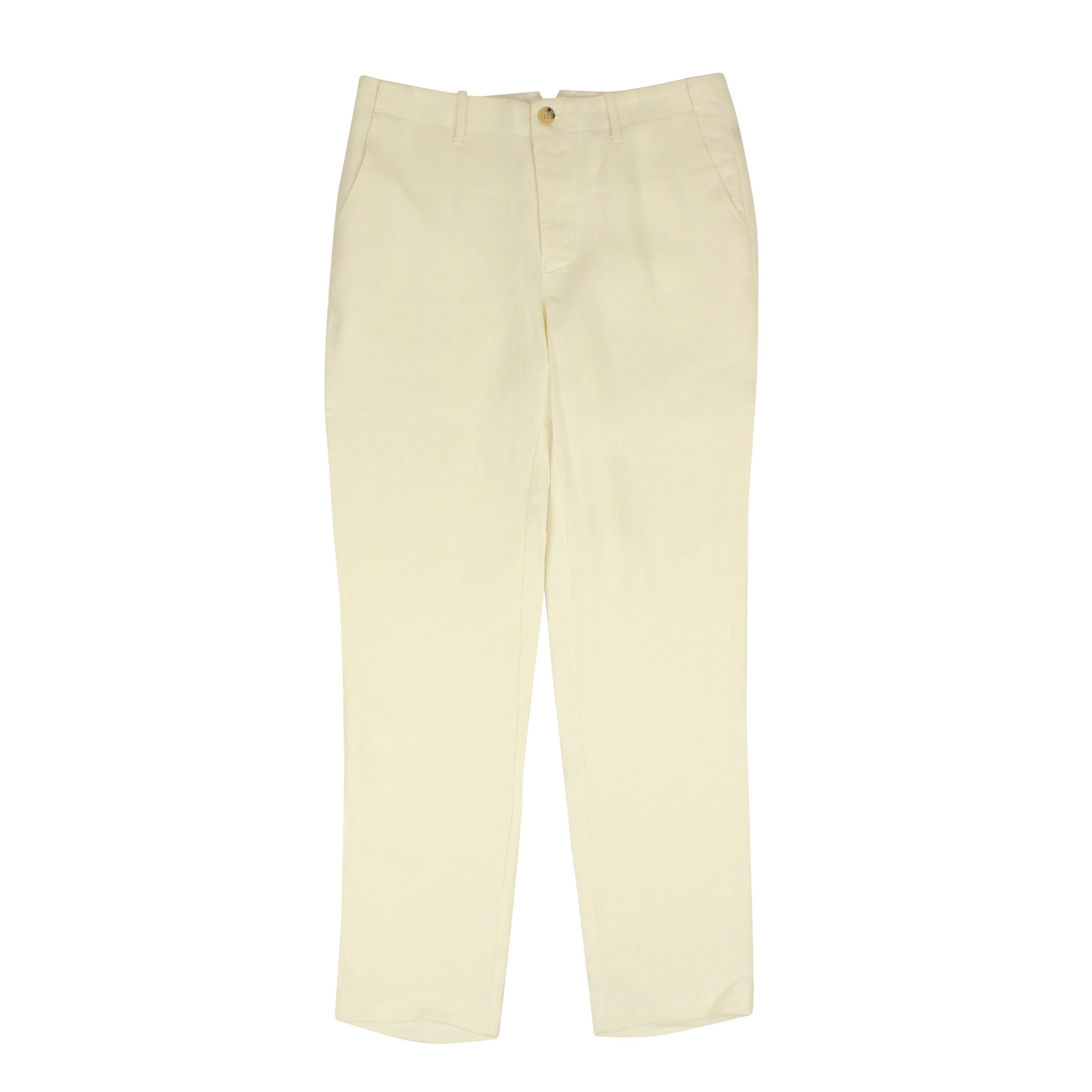 image of Freemans Sporting Club White Plaid Tailored Linen Trousers Size 36, Men's