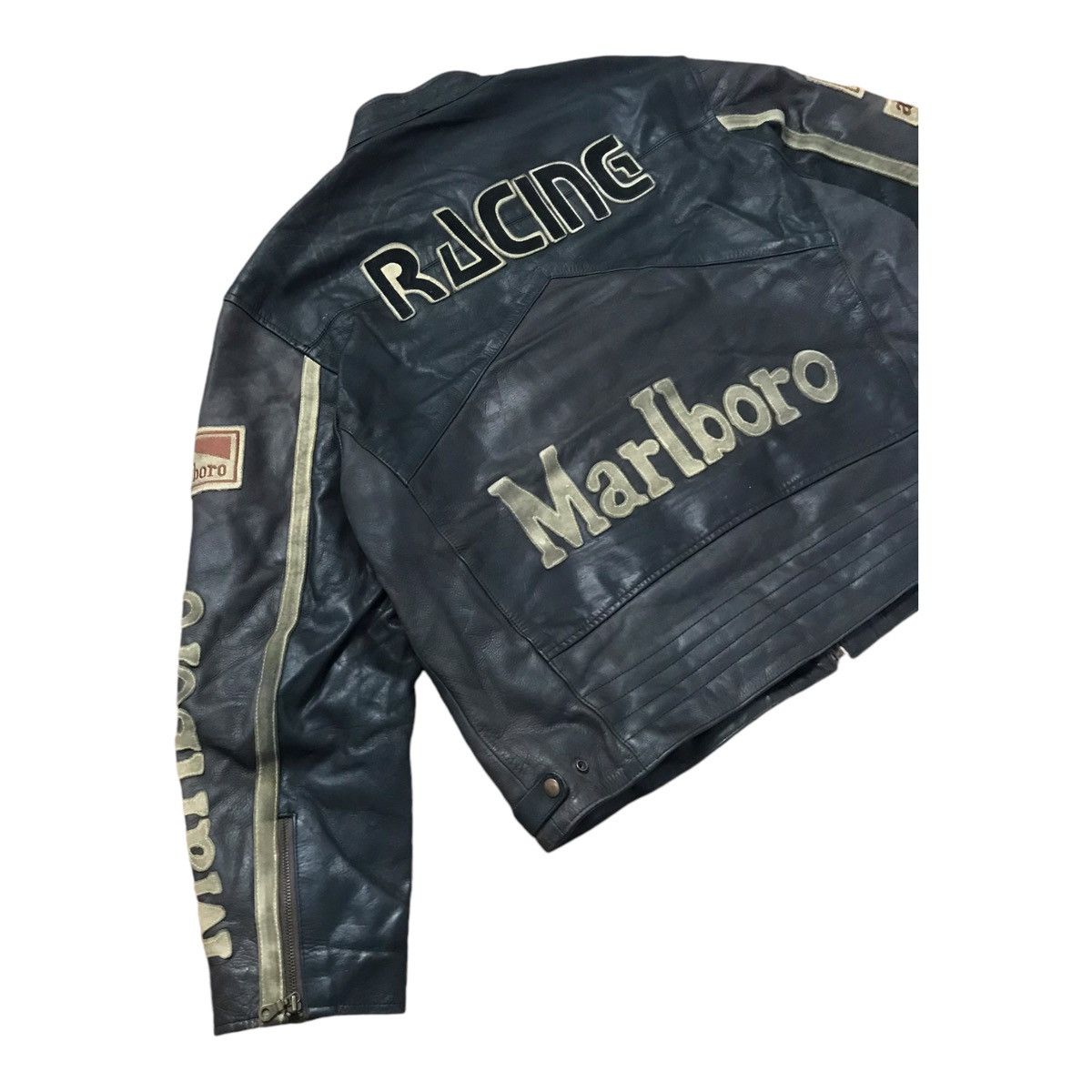Marlboro Vintage 90s Malboro Leather Racing Jacket Size US XL / EU 56 / 4 - 8 Thumbnail