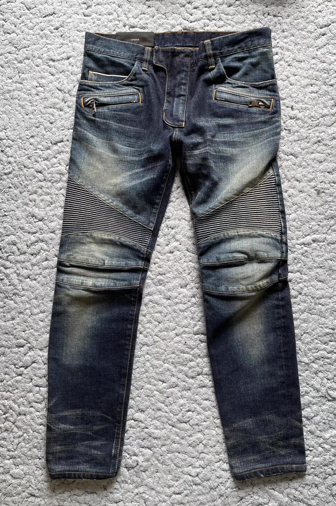 Balmain mainline motorcycle red selvedge high-end jeans