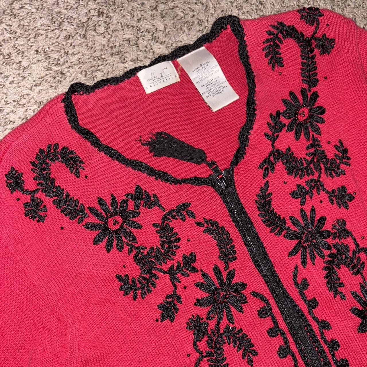 Other 90s Vintage floral beaded and embroidered zip up sweater Size S / US 4 / IT 40 - 3 Thumbnail
