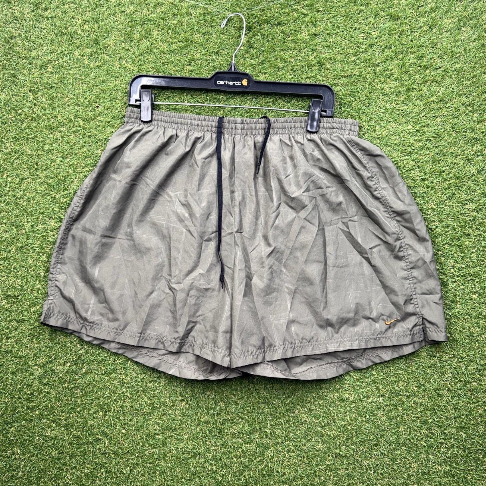 Nike Vintage Nike Shorts Mens XL Spellout Swoosh Nylon Army Green Lined Swim Trunks Size US 36 / EU 52 - 2 Thumbnail
