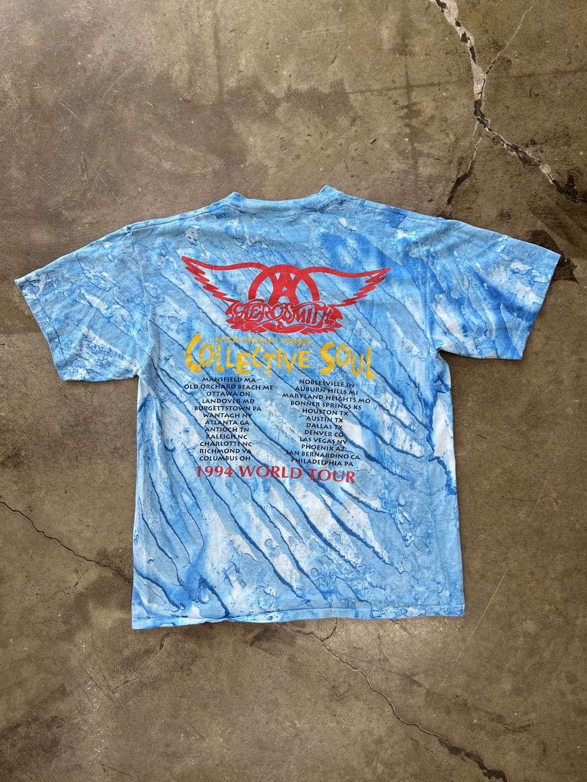 Band Tees × Vintage Vintage 1994 Aerosmith Tour Tee Single Stitch Tie Dye Large Size US L / EU 52-54 / 3 - 5 Thumbnail