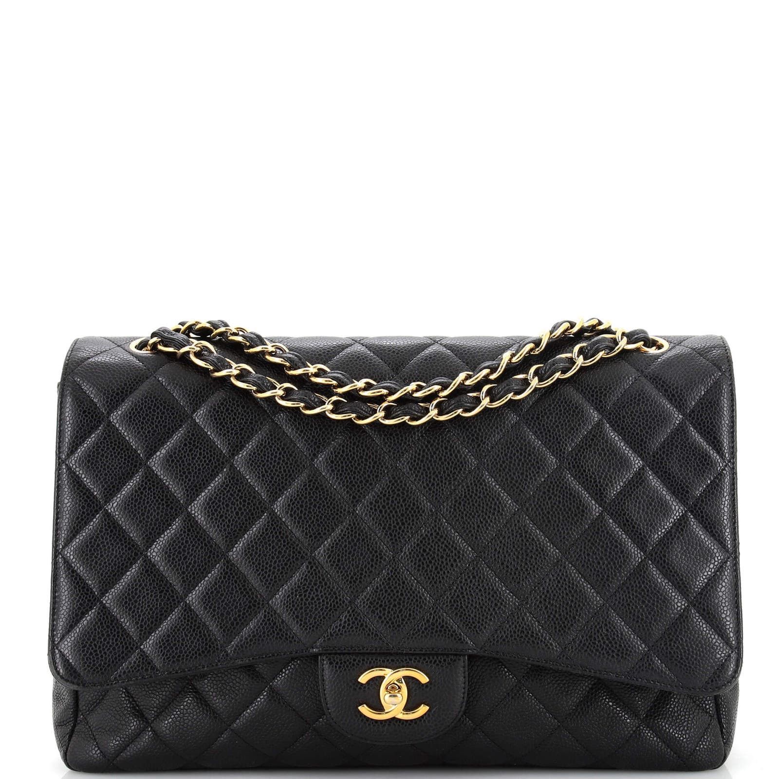 Classic Single Flap Bag Quilted Caviar Maxi