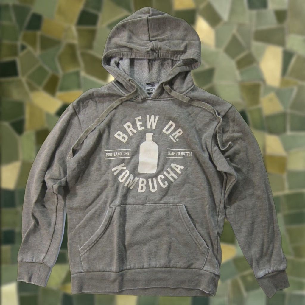Vintage Brew Dr. Kombucha Portland Oregon Grey Cotton Pocket Hoodie Sweatshirt Women S Size S / US 4 / IT 40 - 1 Thumbnail