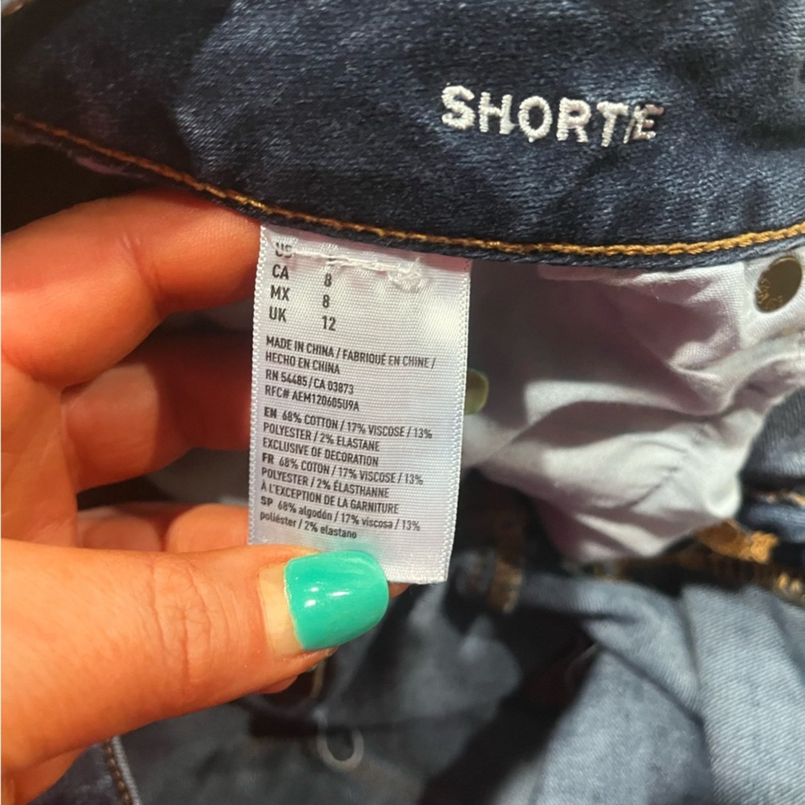 American Eagle Outfitters American Eagle AEO Denim Shortie Shorts Dark Wash Blue Size8 Size 30" / US 8 / IT 44 - 7 Thumbnail