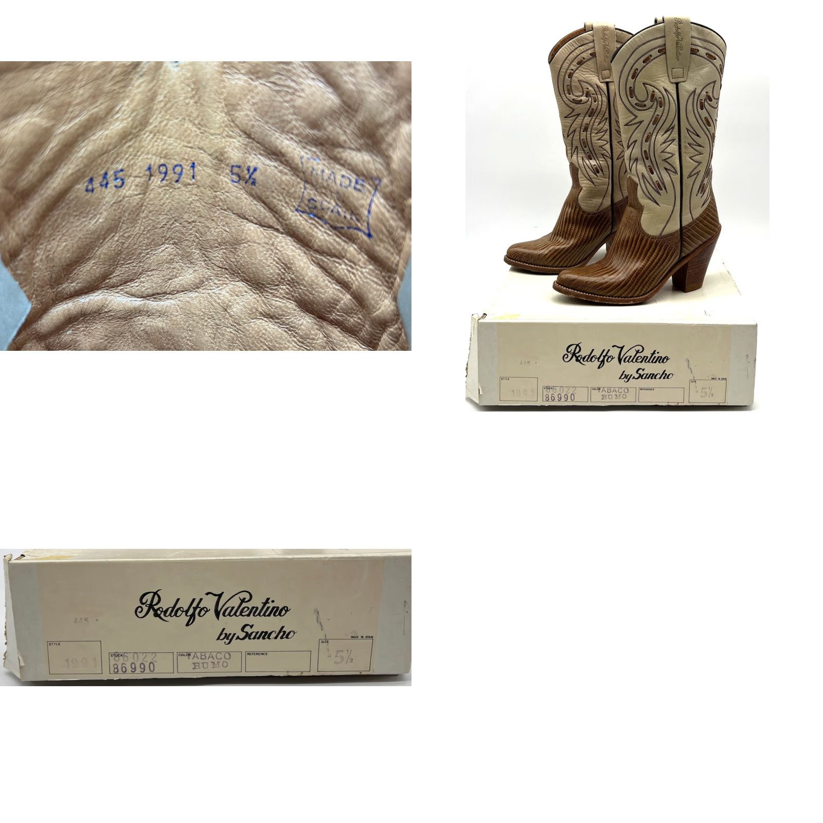 Valentino Rodolfo Valentino By Sancho Womens Boots 5.5 M Leather Western Cowgirl Cowboy Brown Embroidered Size US 6 / IT 36 - 8 Thumbnail